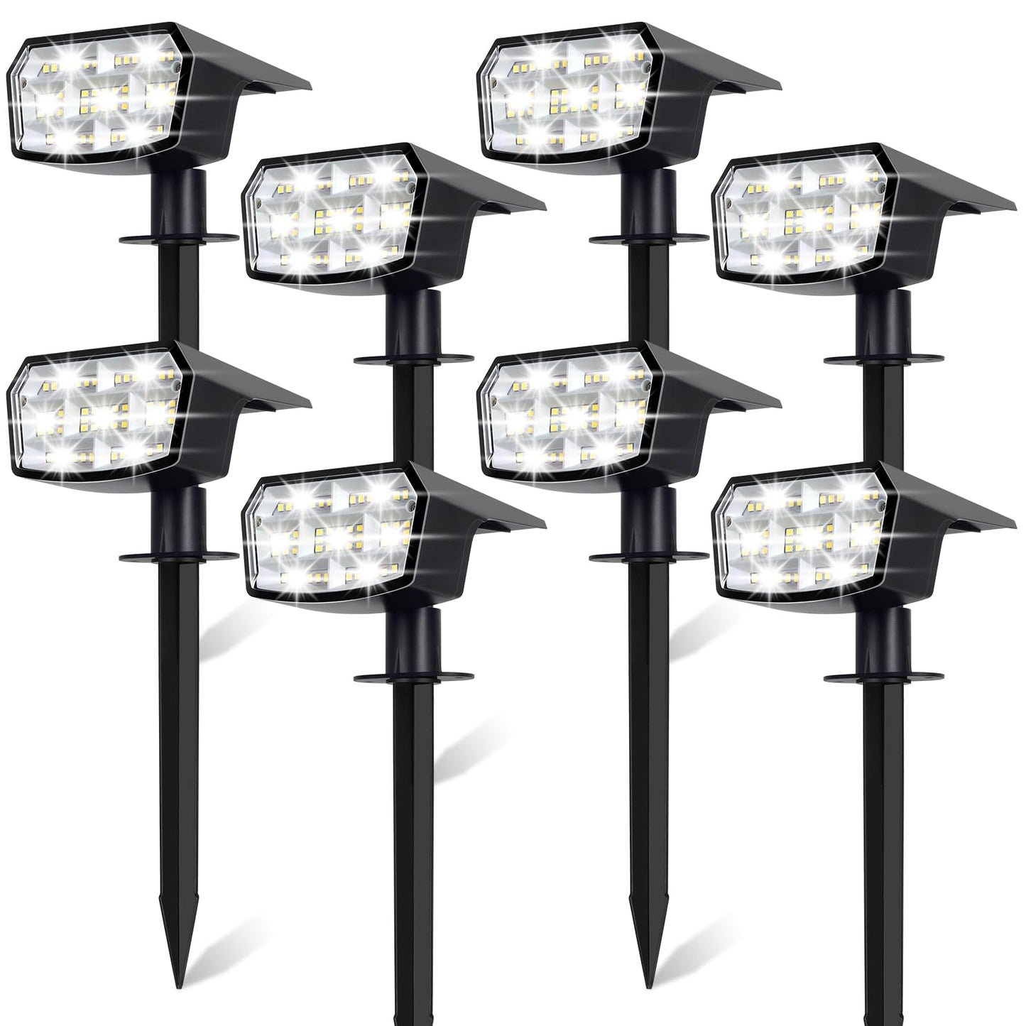Sucolite 8-Pack Solar Spot Lights Outdoor Waterproof IP65, 3 Lighting Modes 2-in-1 Solar Landscape Spotlights for Yard, 59 LED Solar Powered Wall Lights for Garden Pathway Driveway Walkway, Cool White