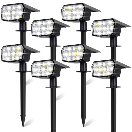 Sucolite 8-Pack Solar Spot Lights Outdoor Waterproof IP65, 3 Lighting Modes 2-in-1 Solar Landscape Spotlights for Yard, 59 LED Solar Powered Wall Lights for Garden Pathway Driveway Walkway, Cool White
