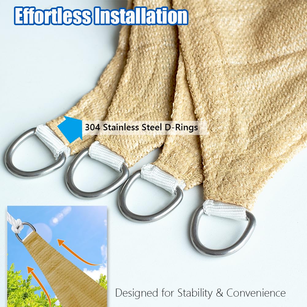 12'x15' Rectangle Sun Shade Sail – UV Block & Breathable Canopy for Patio, Garden, Backyard & Outdoor Shade– High-Density HDPE Fabric, Durable & Fade-Resistant – Easy Installation