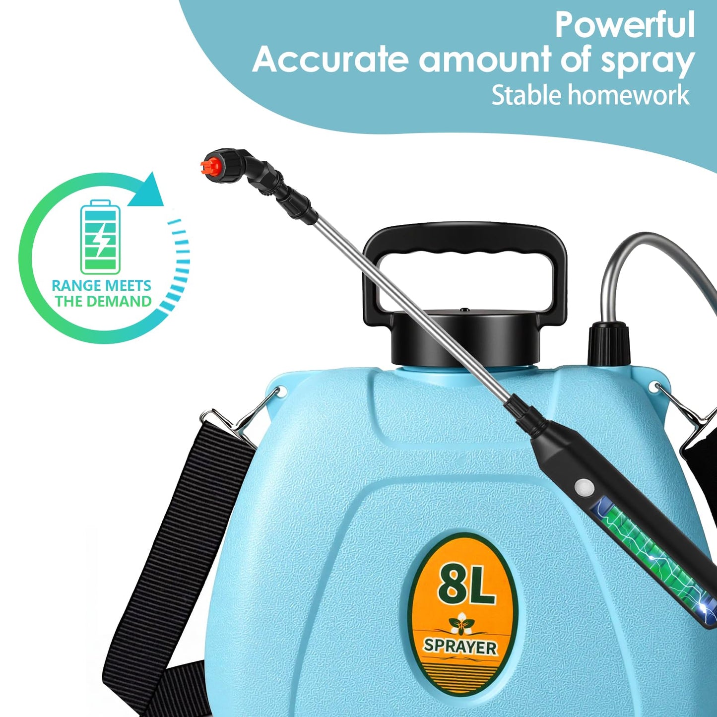 2 Gallon Battery Powered Garden Sprayer,2025 Upgraded Electric Weed Sprayer with 3 Adjustable Speed, Battery Indicator,Rechargeable Retractable Wand with Adjustable Shoulder Strap for Lawn,Garden,Yard
