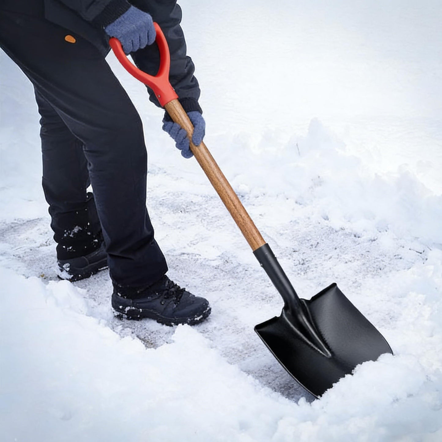 LA ZINNIA 41" Round Shovel, Garden Tool with D-Handle, Shovel for Digging, Wooden Handel Garden Shovel,Beach Shovel, Car Snow Shovel