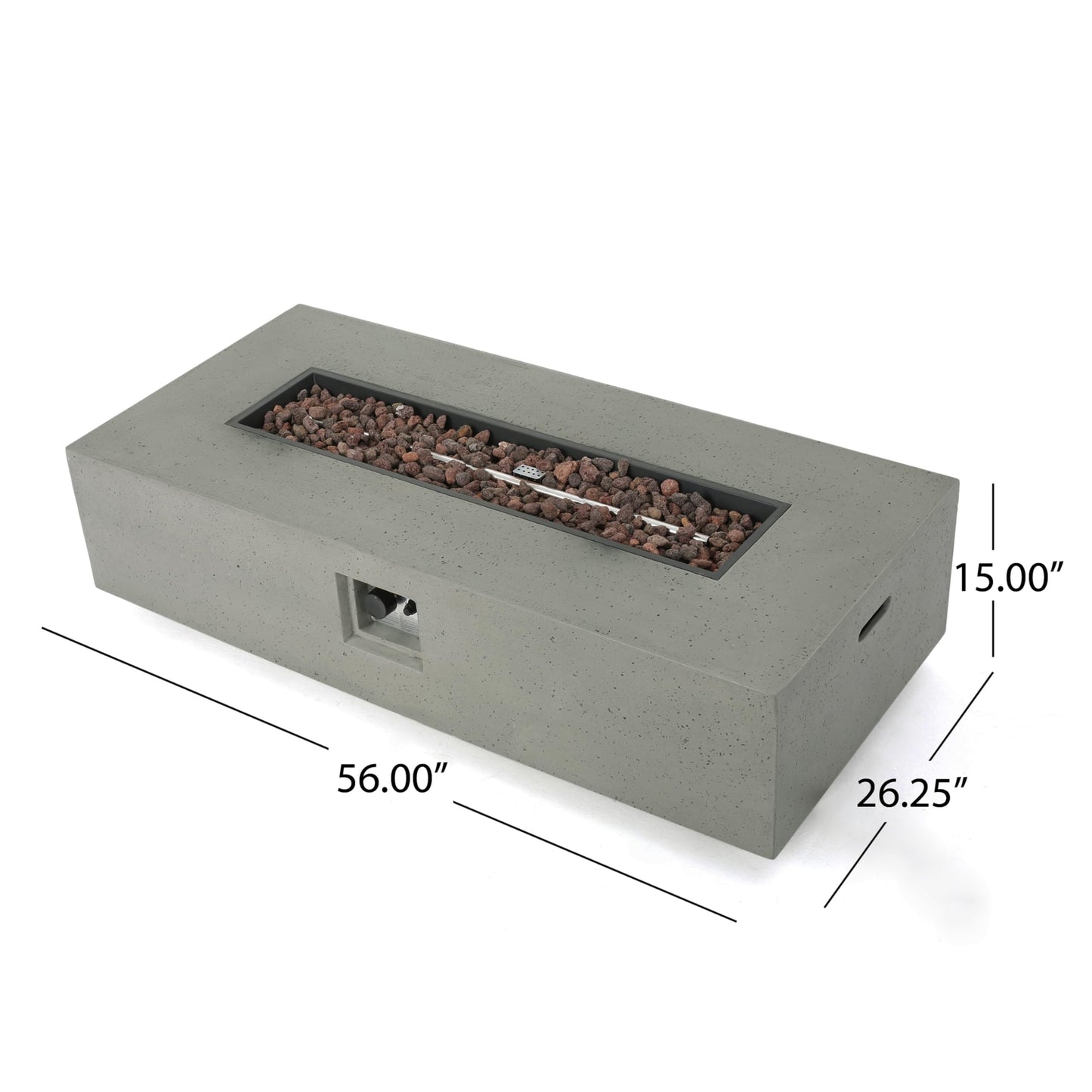 GDFStudio Christopher Knight Home Aidan Outdoor Rectangular Fire Table with Tank Holder, Light Gray