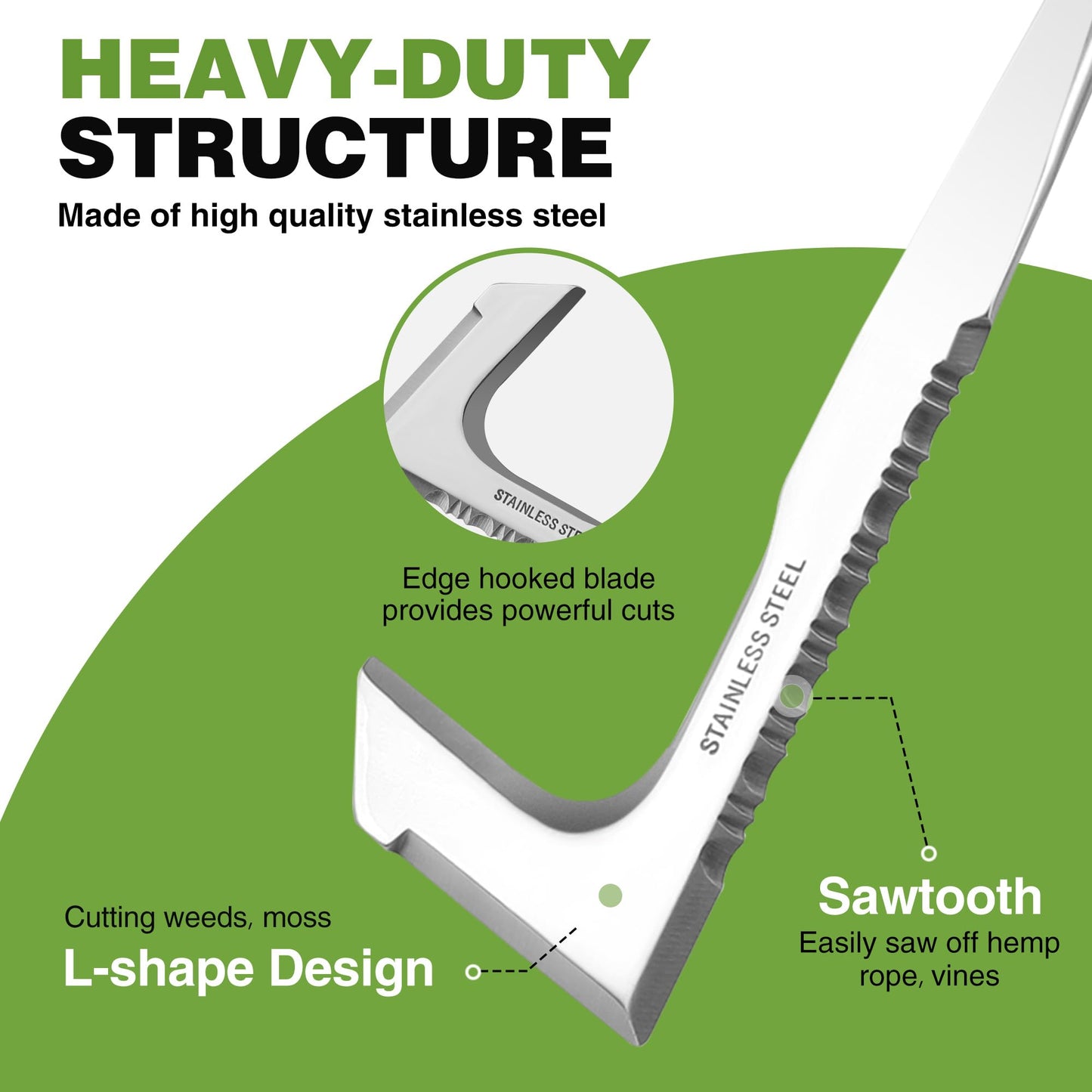 WORKPRO Crack Weeder, 12" Stainless Steel Crevice Weeding Tool with Ash Wooden Handle, L-Shaped Side-Walk Weed Puller Spatula, for Garden Lawn Yard Patio Terrace Paving Moss Garden Tool