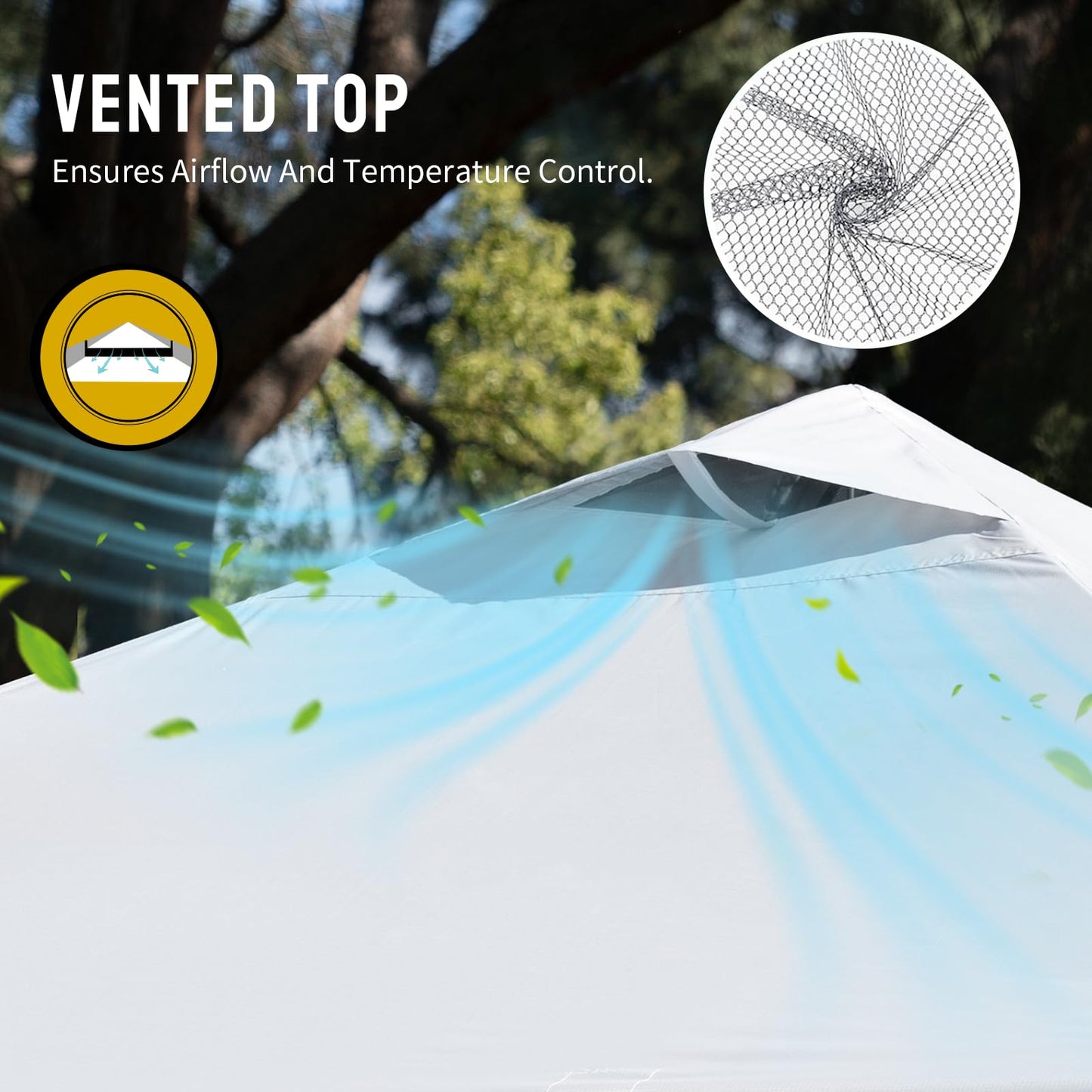 CROWN SHADES 10x10 Pop Up Canopy, Patented Center Lock One Push Tent Canopy, Newly Designed Storage Bag, 8 Stakes, 4 Ropes (10x10, White)