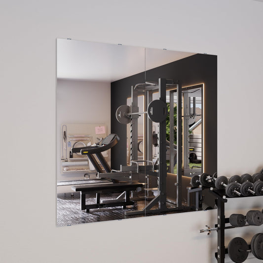 Fitcleer 47”x26” Full Body Gym Mirror 2-Pack, Glassless Frameless Mirrors for Wall, Shatterproof Home Gym Decor, Garage Workout Studio Mirror with Easy Install Kit, 4 lbs Lightweight