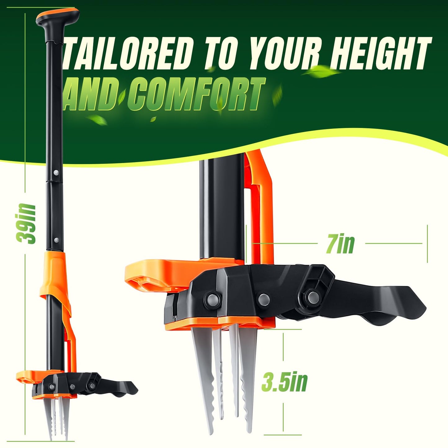Crywag Weed Puller Tool - Stand Up Weed Puller with 4-Claw Steel Head, 39"-46" Retractable Handle & Easy-Eject Mechanism for Dandelions, Clover & More, No Bending or Kneeling