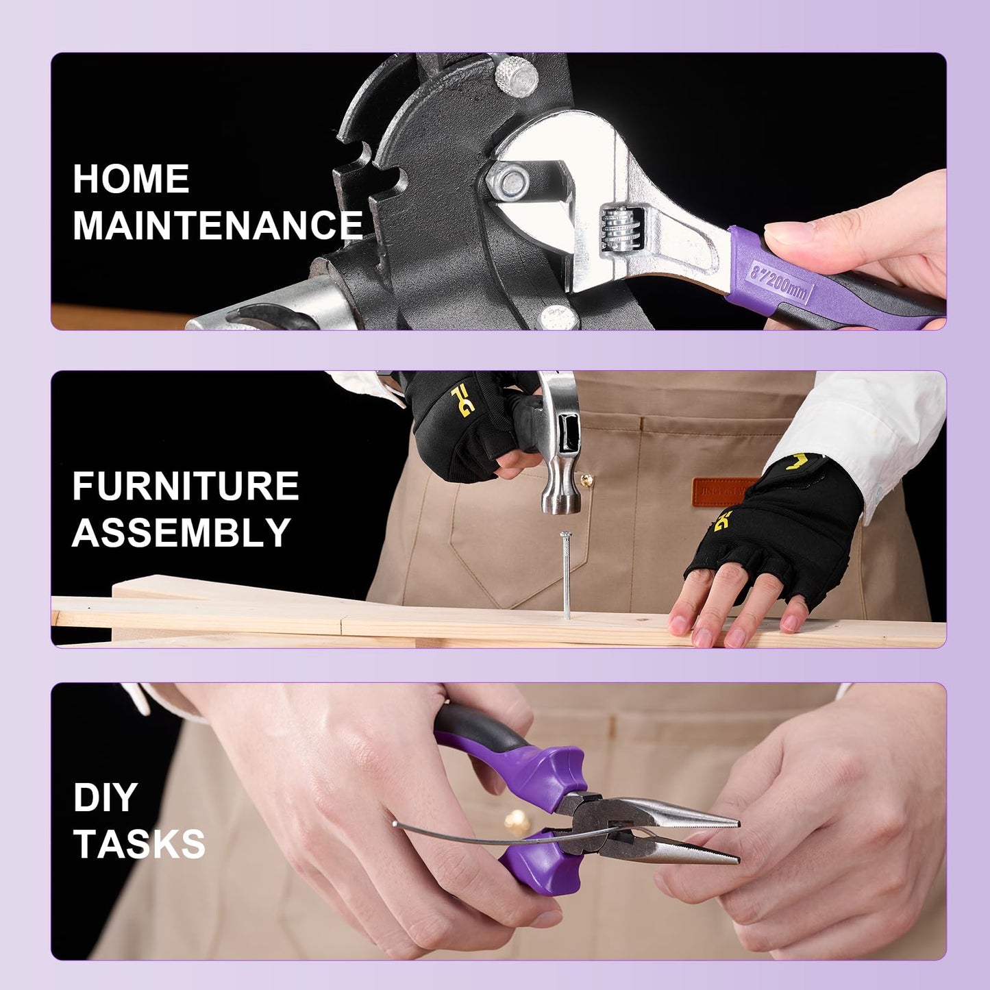 8V Cordless Drill Set, Built-in LED, Rechargeable Purple Power Drill with Drill & Screw Bits, 139-Piece Tool Set for Women & Men, Portable Tool Kit for Home Repairs, DIY Projects
