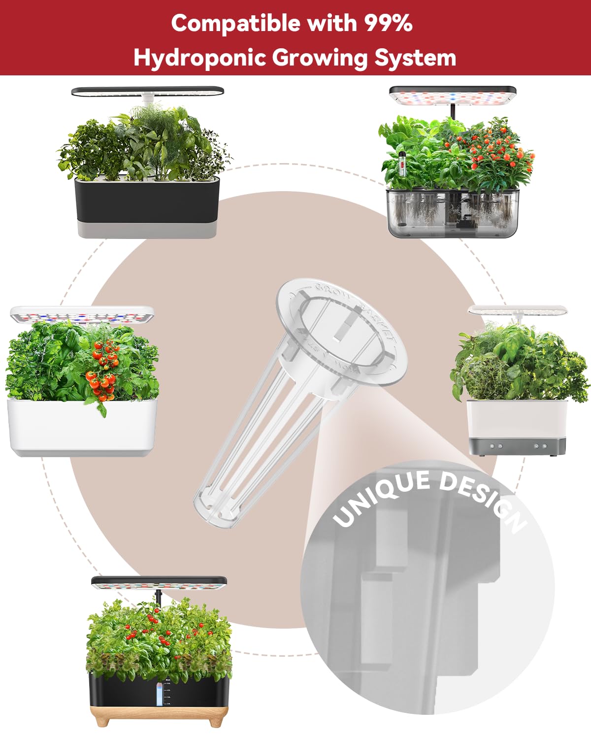 LYKOCLEAN Hydroponic Seed Pod Kit Compatible with AeroGarden, Ahopegarden, iDoo, MUFGA, 8 Pods Complete Growing Anything Garden Supply with Strawberry Seeds, Grow Sponges, Baskets, Domes, Labels
