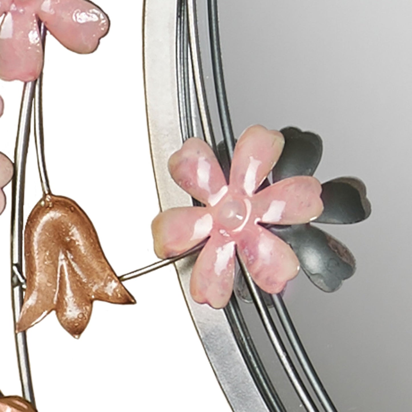 Touch of Class Wildflower Reflections Floral Round Wall Mirror Pink 33" Dia.x2 D
