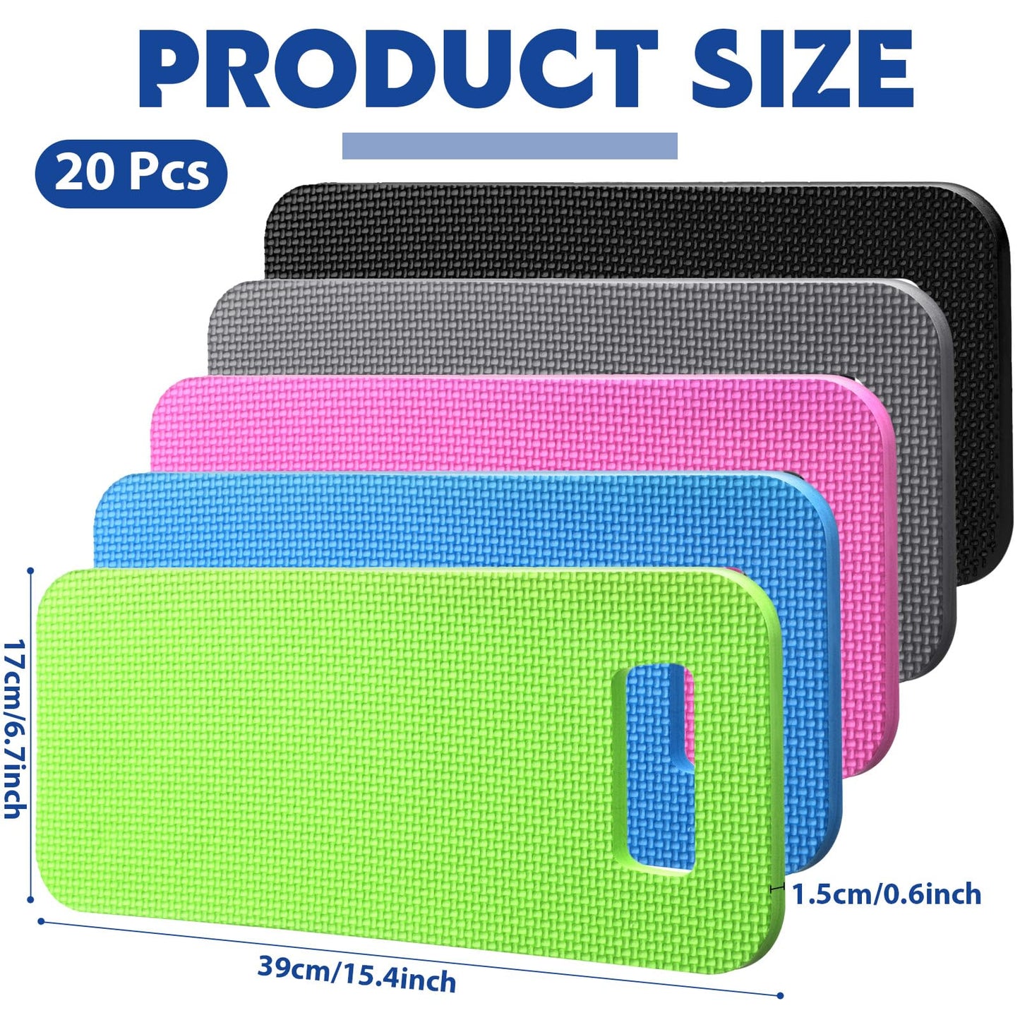 Riakrum 20 Pcs Garden Kneeling Pad Garden Knee Pad Thick Foam Knee Mat Waterproof Cushion for Kneeling Multi Functional and Church Kneeler for Praying, Baby Bath, Yoga, 15.4 x 6.7 Inch (Classic Color)