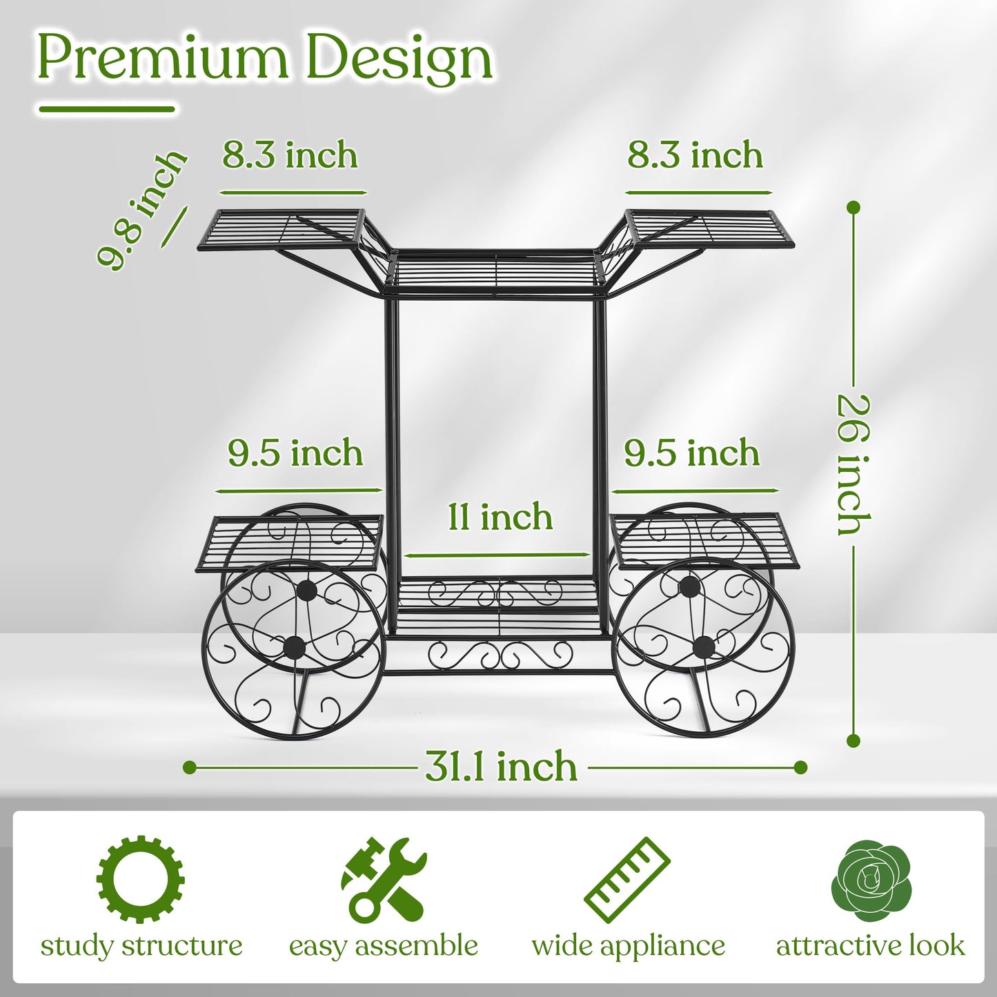 Sorbus® Garden Cart Stand & Flower Pot Plant Holder Display Rack, 6 Tiers, Parisian Style - Perfect for Home, Garden, Patio (Black)