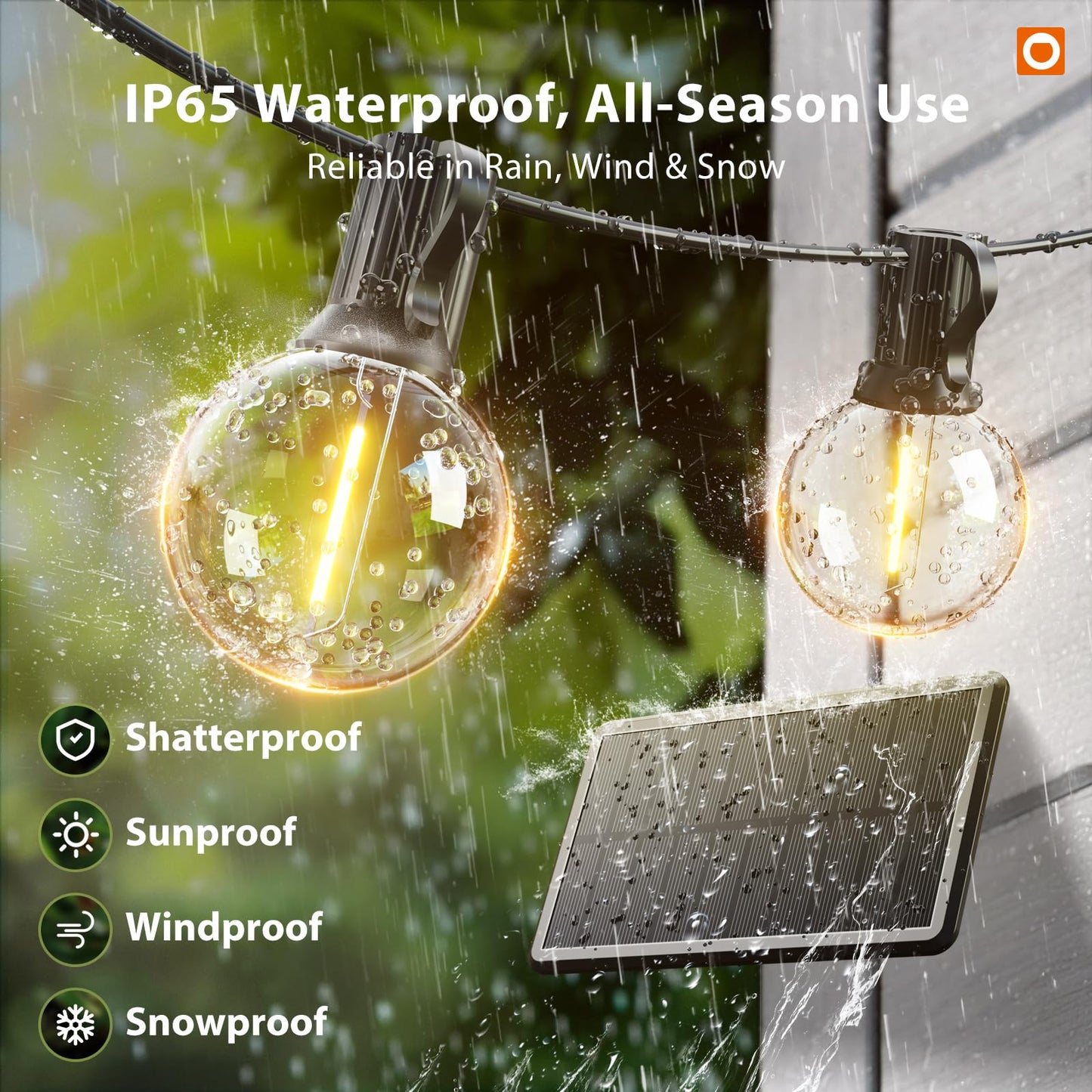 addlon 25FT Solar Powered Outdoor String Lights Waterproof with Remote, G40 Solar Powered String Lights with 13 LED Shatterproof Bulbs, 3 Light Modes, Dimmable Solar Lights for Outside Bistro Cafe