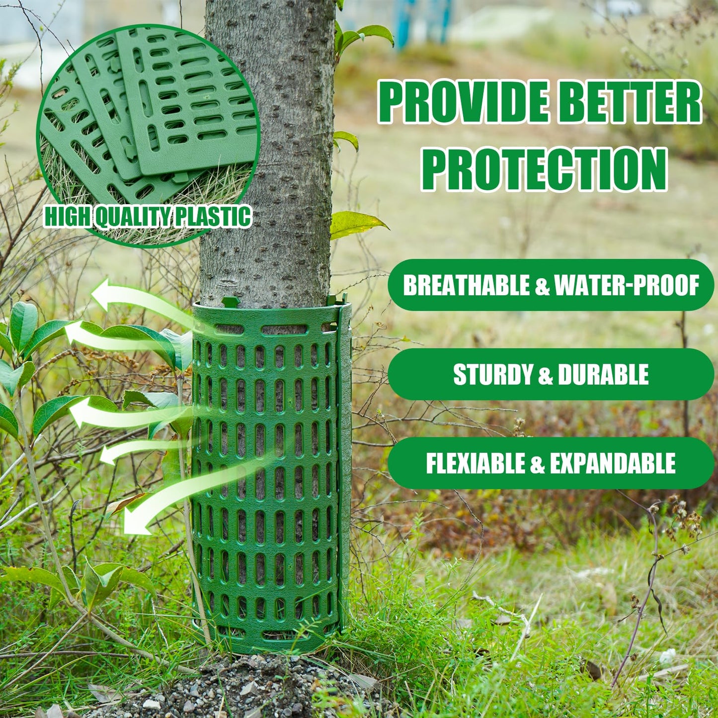 Omirome 10pcs Tree Trunk Protector, Tree Guards Trunk Protector with Twist Ties, Resizable for Various Size Trees or Plants, Preventing Tree Bark Damage from Pruners, Mowers, and Rodents