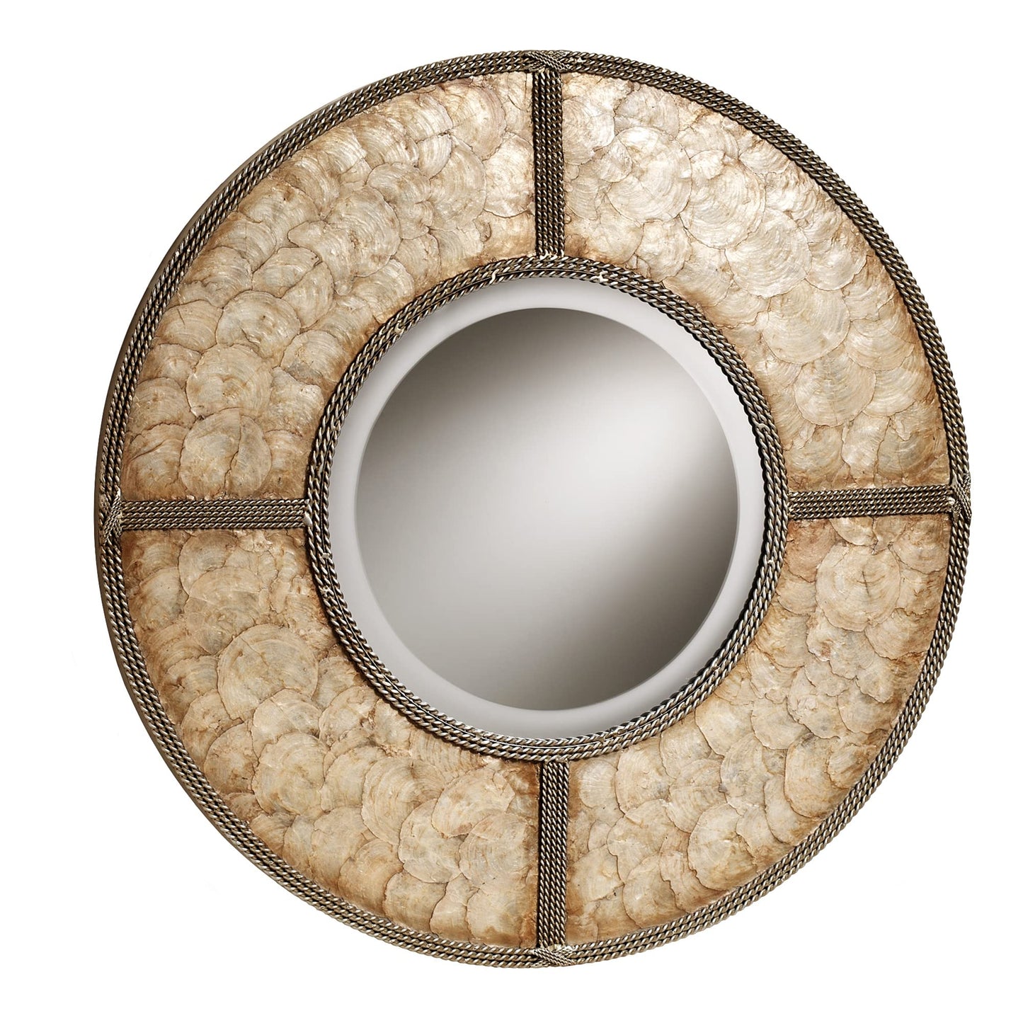 Touch of Class Capiz Shell Round Wall Mirror Gold