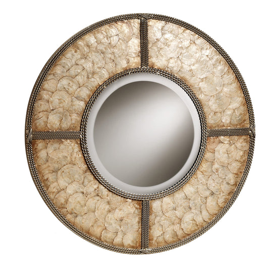 Touch of Class Capiz Shell Round Wall Mirror Gold
