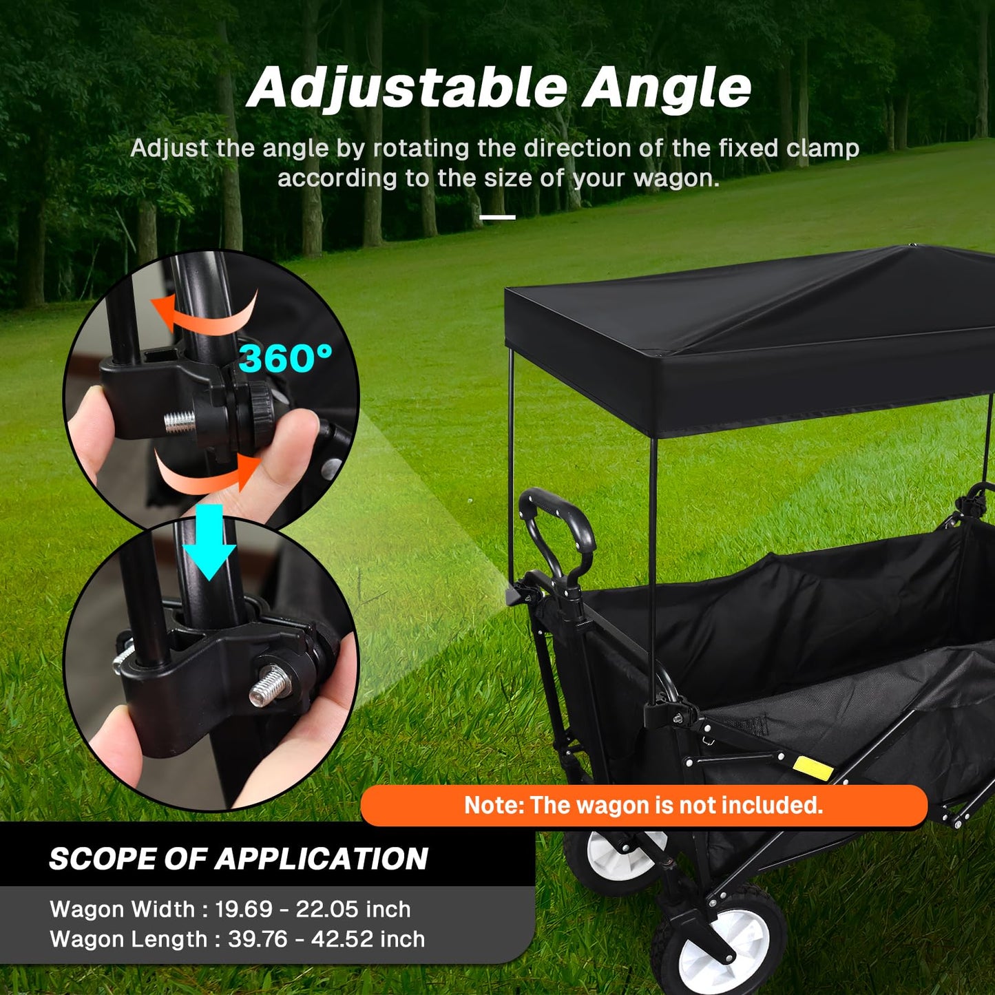 VOONKE Wagon Canopy Cover, Garden Portable Outdoor Push Awning, Stroller Canopy for Garden Wagon, Shopping, Camping, Fits Folded and Collapsible Wagons,22 × 40.9 Inches