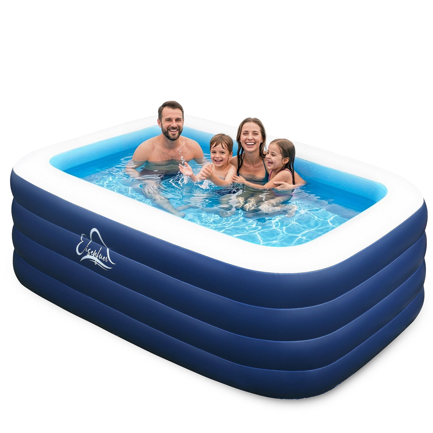 Eisenfuer Inflatable Pool 2026 New Upgrade, First Collapse-Proof 4-Layer Pool with 4 Independent Air Chambers, 99"x60"x28" Thickened Deep Durable Kids Pool, Outdoor Backyard Garden Swimming Pool