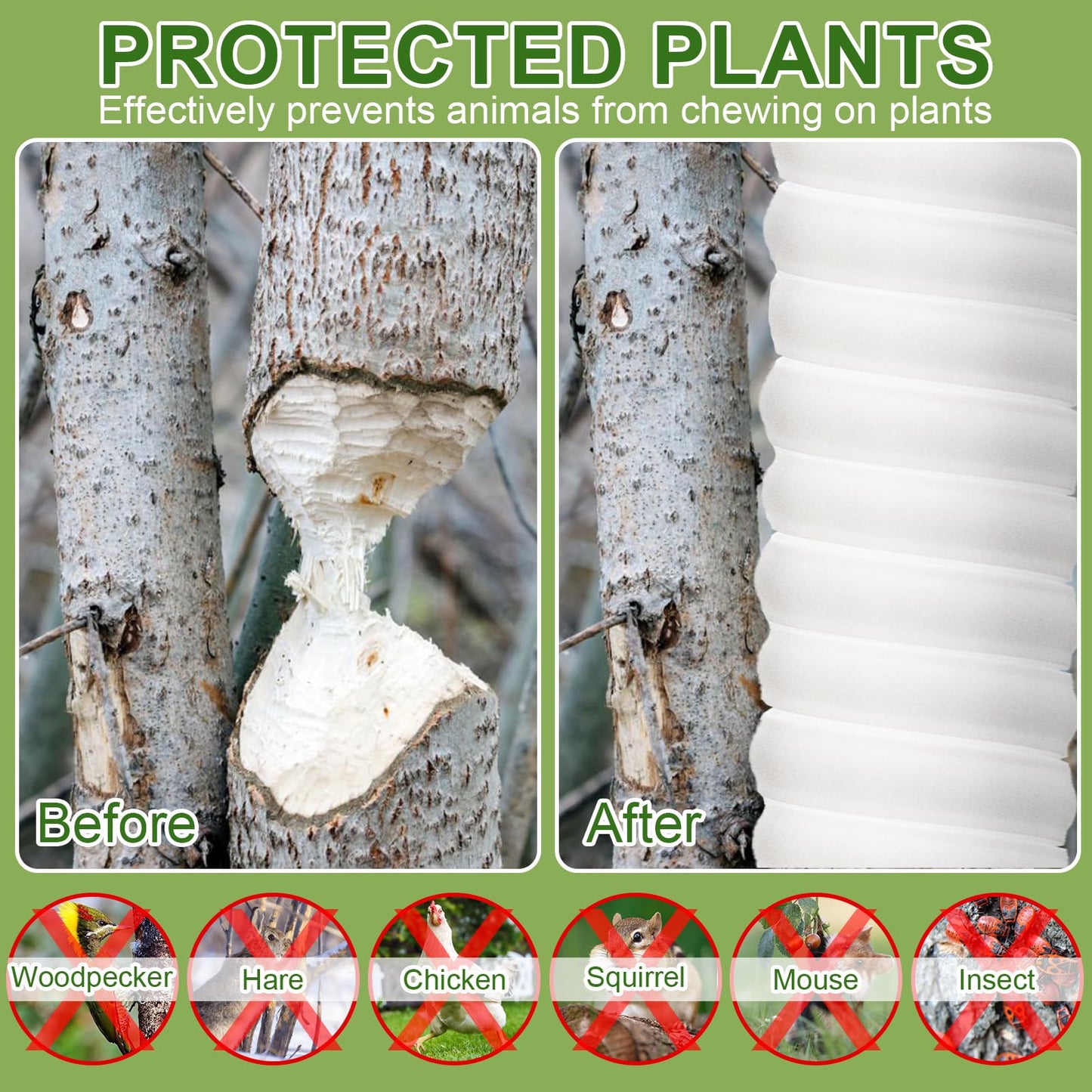 8 Pcs Tree Trunk Protector-2 Size Plastic Spiral Tree Guard Tree Trunk Protector Wrap Tree Bark Protector Tube Tree Wraps to Protect Bark Tree Saplings from Deer Cats Rodents Rabbit Mowers (White)