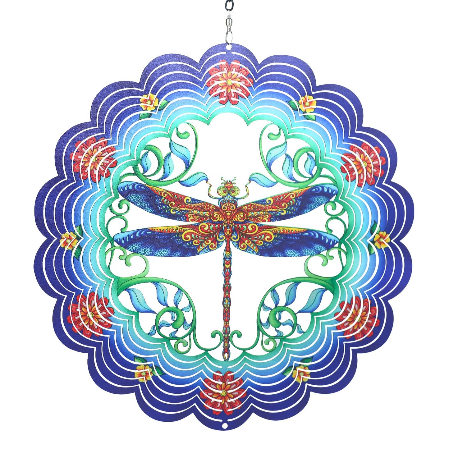 Dragonfly Wind Spinners Dragonfly Gifts for Women/Men 12 inch 3D Stainless Steel Hanging Wind Spinner Metal Wind Catchers Kinetic Sculpture for Indoor/Outdoor Decor, Yard Art, Garden Decorations