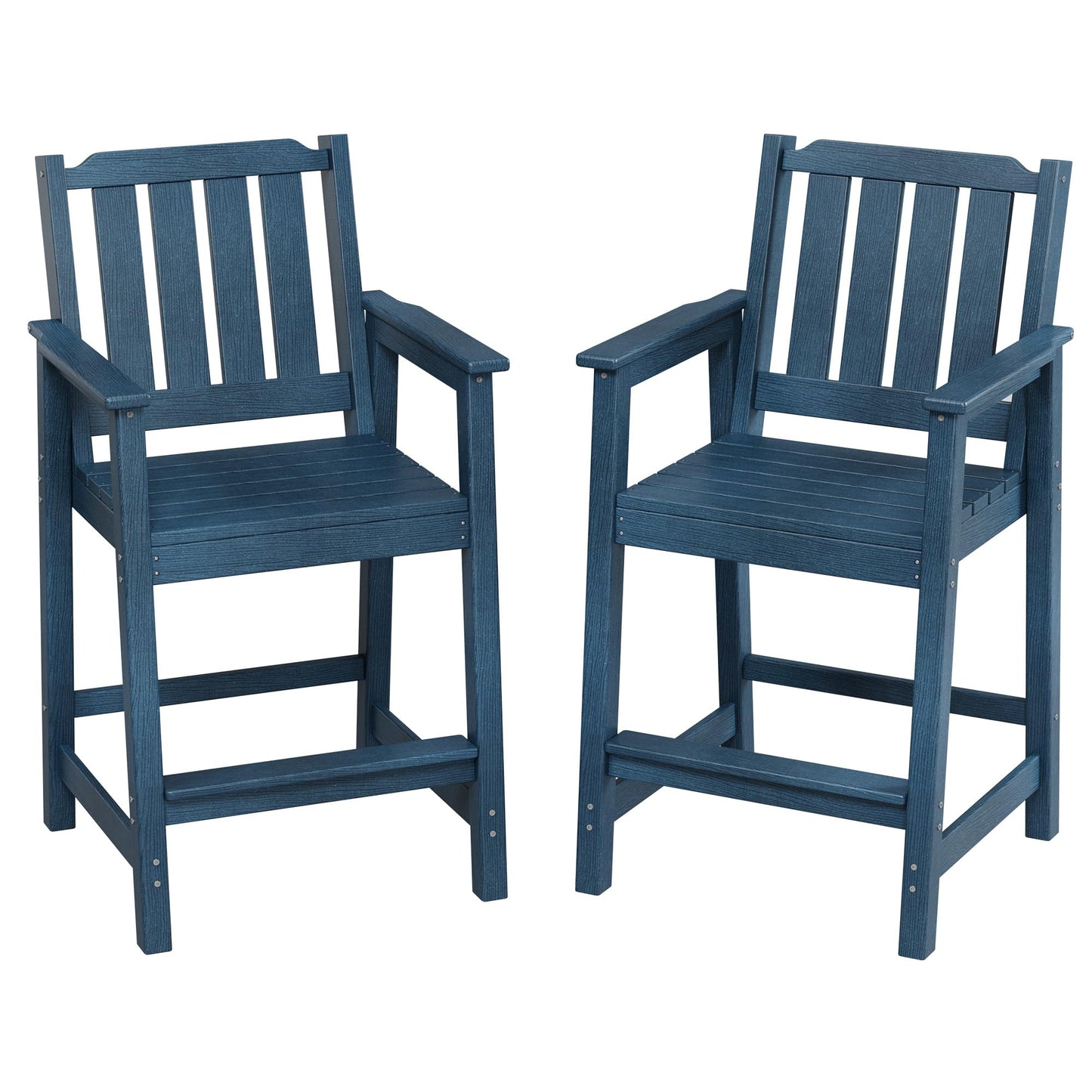 Garvee Outdoor Patio Bar Height Chair Set of 2, All-Weather HDPE Bar Height Barstools Widened Chair Set, Adirondack Chairs Set with Widened Armrests for Garden, Poolside, Bistro