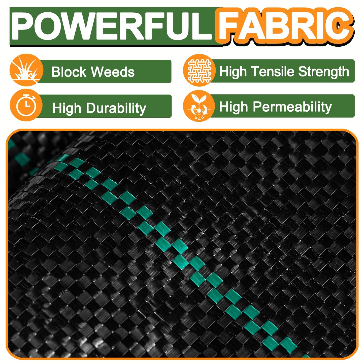 Winisok Garden Weed Barrier Landscape Fabric 4FT x 100FT, Premium Weed Control Garden Cloth, Durable Woven Geotextile Fabric, Mulch Breathable Ground Cover Landscaping Weed Blocker(4ft x 50ft x 2Pack)