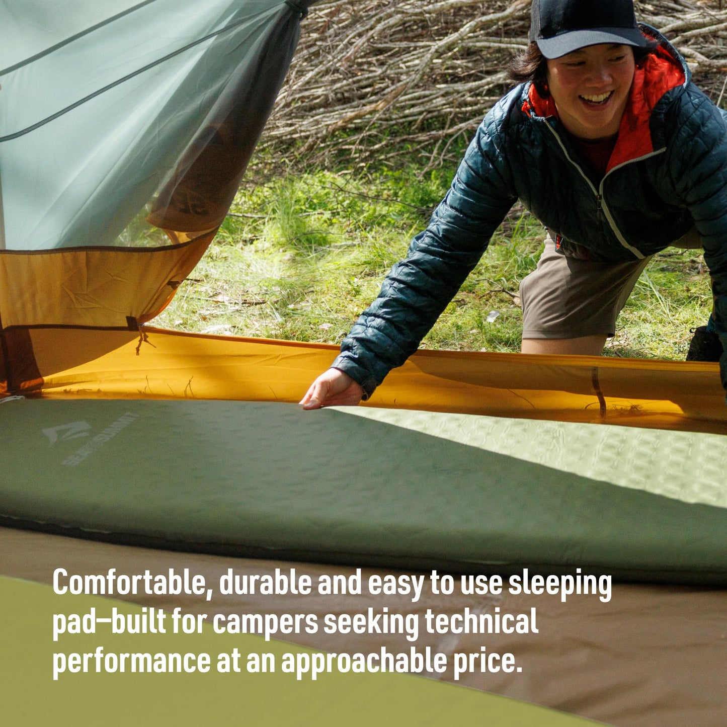 Sea to Summit Camp Plus Self-Inflating Foam Sleeping Mat for Camping - Rectangular - Regular (72 x 25.2 x 2.6 inches)