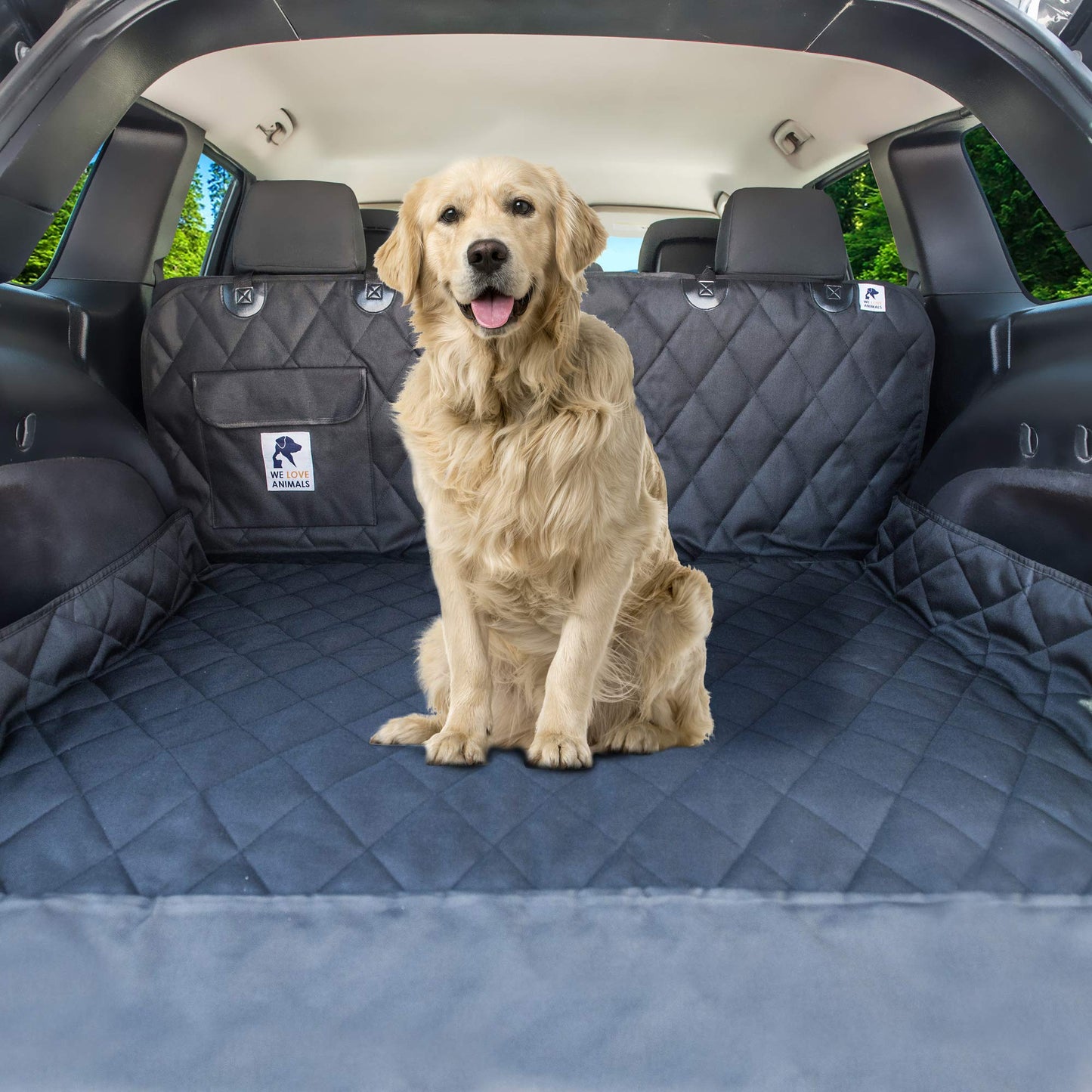 SUV cargo liner for dogs, Dog Car Seat Cover For Back Seat, Nonslip trunk mat, Waterproof Car Seat Protector for Dogs, Durable cargo cover with Bumper Flap, Dog Accessories, Easy to Install & Clean