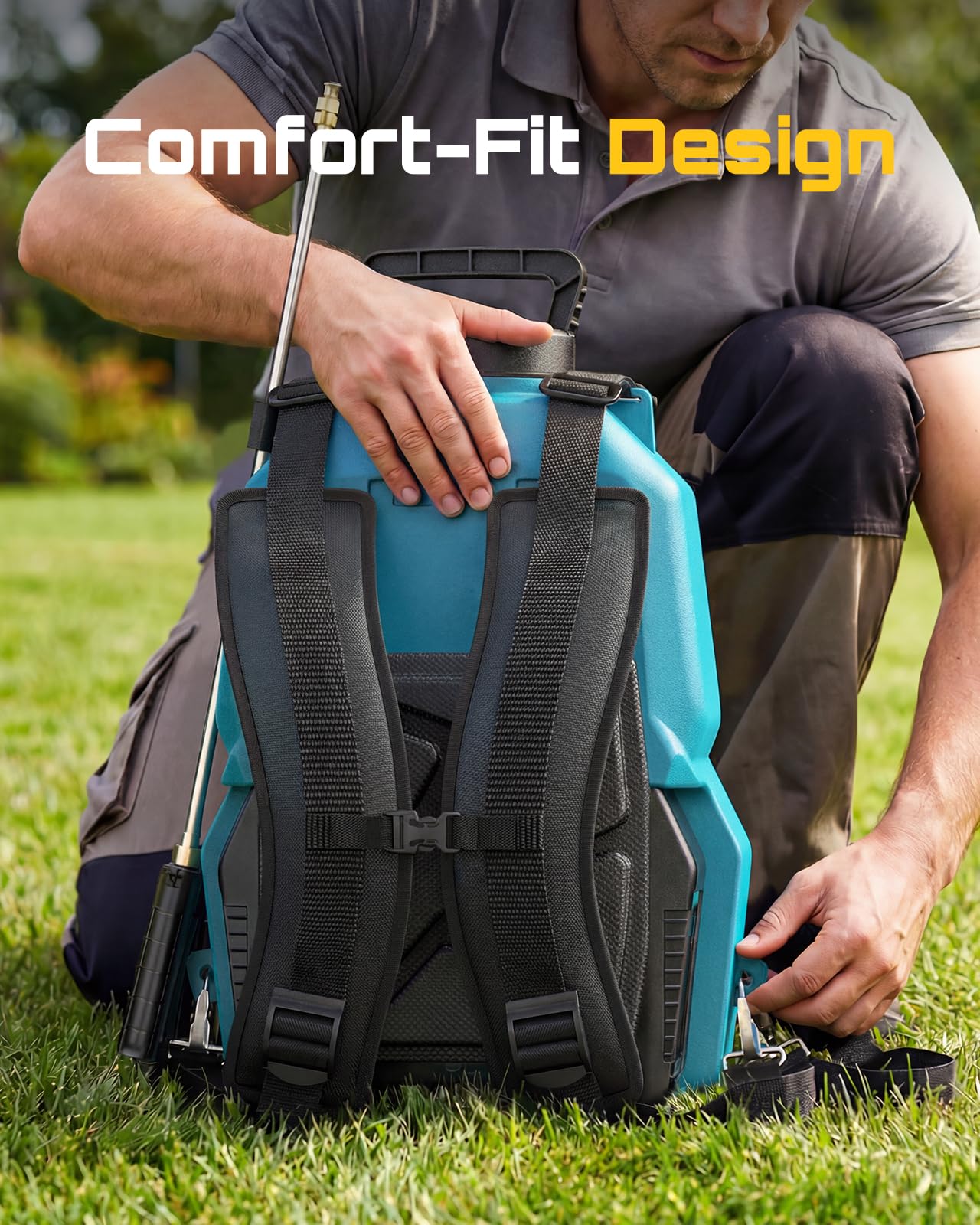 SEESII Backpack Sprayer Battery Powered, Leak-Proof 5-Gallon, Dual Battery Electric Sprayer with Telescopic Brass Wand & 7 Nozzles, 100 PSI Adjustable Pressure for Weed Lawn Garden Pest Control