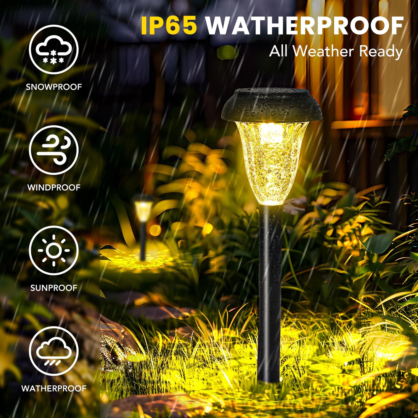 GIGALUMI 12 Pack Solar Light Outdoor Waterproof, Warm White Pathway Lights Solar Powered, Landscape Lighting, Garden Lights for Decor, Patio, Garden, Yard, Pathways, Walkway