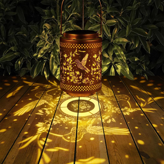 Hummingbird Solar Lanterns Garden Decor Birthday Gifts for Women Mon Grandma Metal Hanging Solar Lights Waterproof Outdoor Decoration for Outside LED Lanterns for Yard Patio Lawn Pathway Landscape