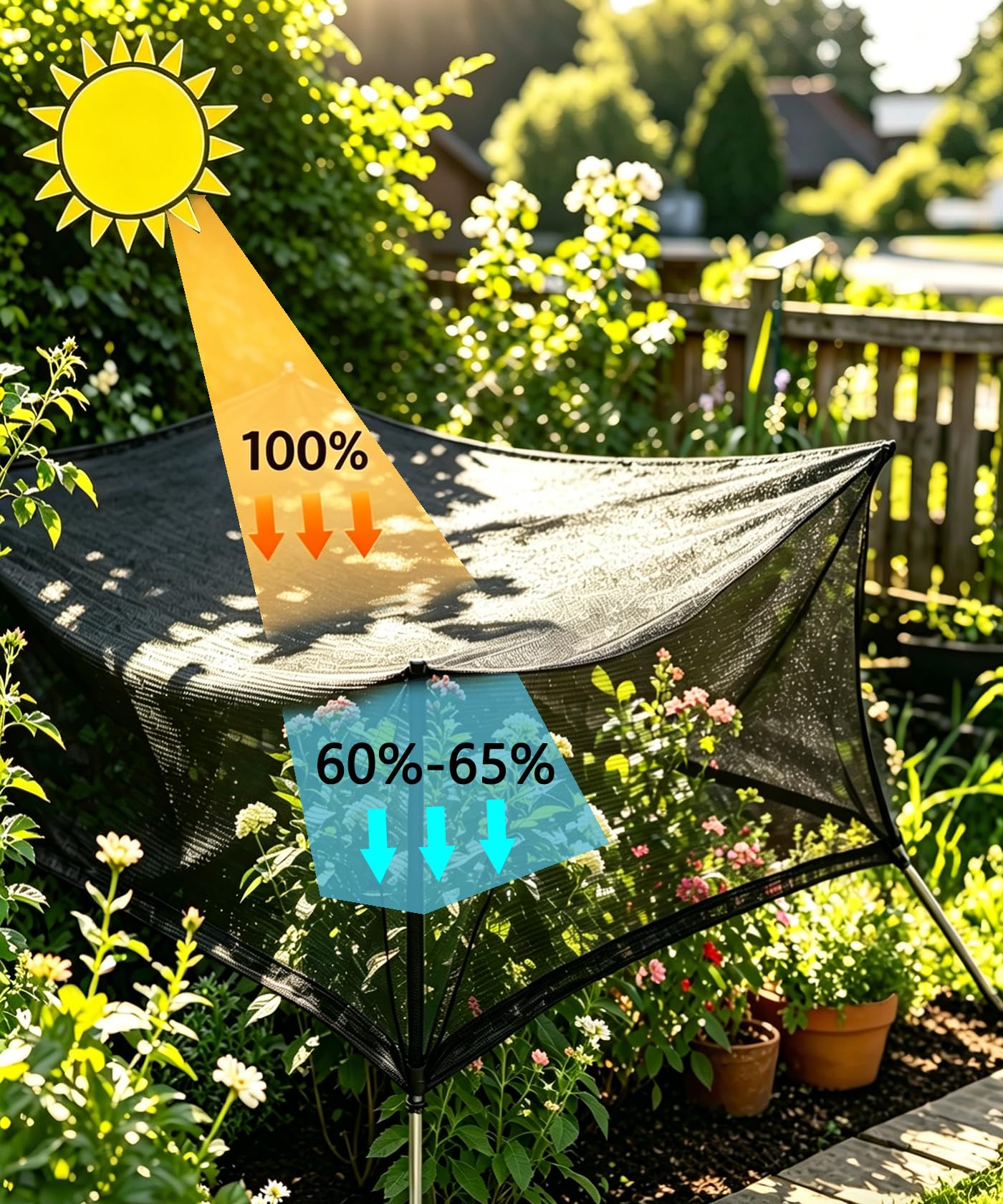 E.share 40%-50% Black Sun Shade Cloth Outdoor - 12Ft X 6Ft Garden Shade Netting with Grommets for Greenhouse, Plant Covers, Patio, Chicken Coop, Barn & Kennel