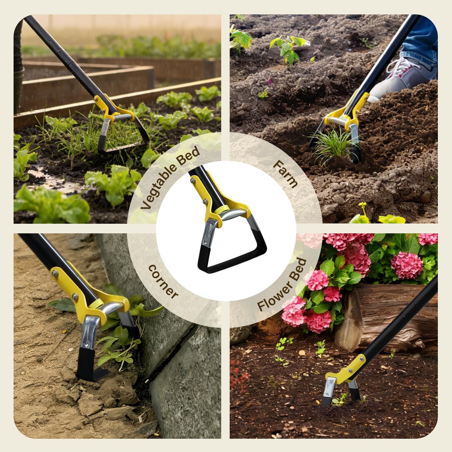THANKSFINE Stirrup Hoe,Effcient Scuffle Hoes with Sharp Blade,Adjustable Long-Handle Scuffle Hoe Garden Tool with 30-54 Inch,Action Hoe,Hula Hoes Garden Tool for Raised beds,Vegetable and Flower beds