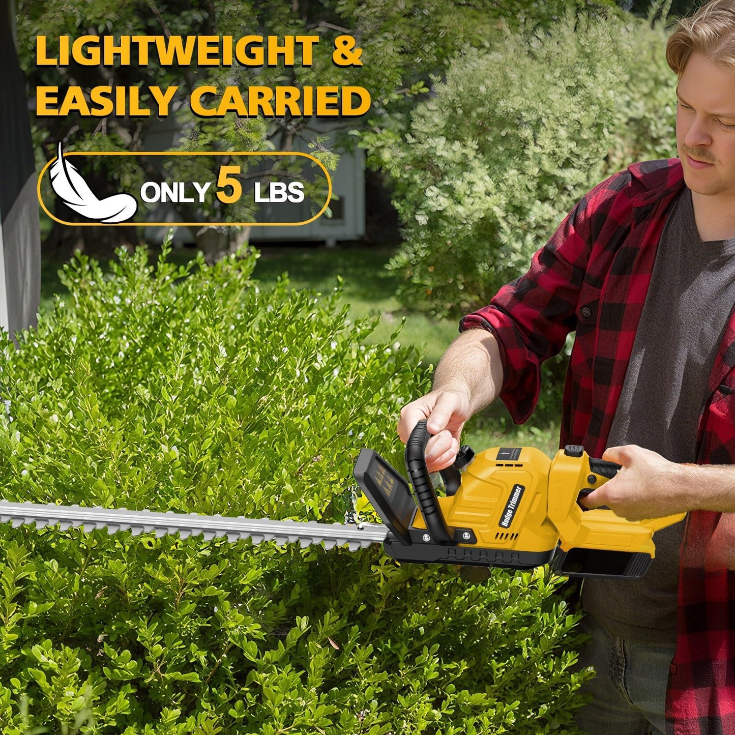 Electric Hedge Trimmer Cordless Compatible with DEWALT 20V MAX Battery, 20-Inch Cordless Hedge Trimmer, Brushless Bush Trimmer, 2/3'' Cutting Capacity, Lightweight & Rotatable Handle(No Battery)