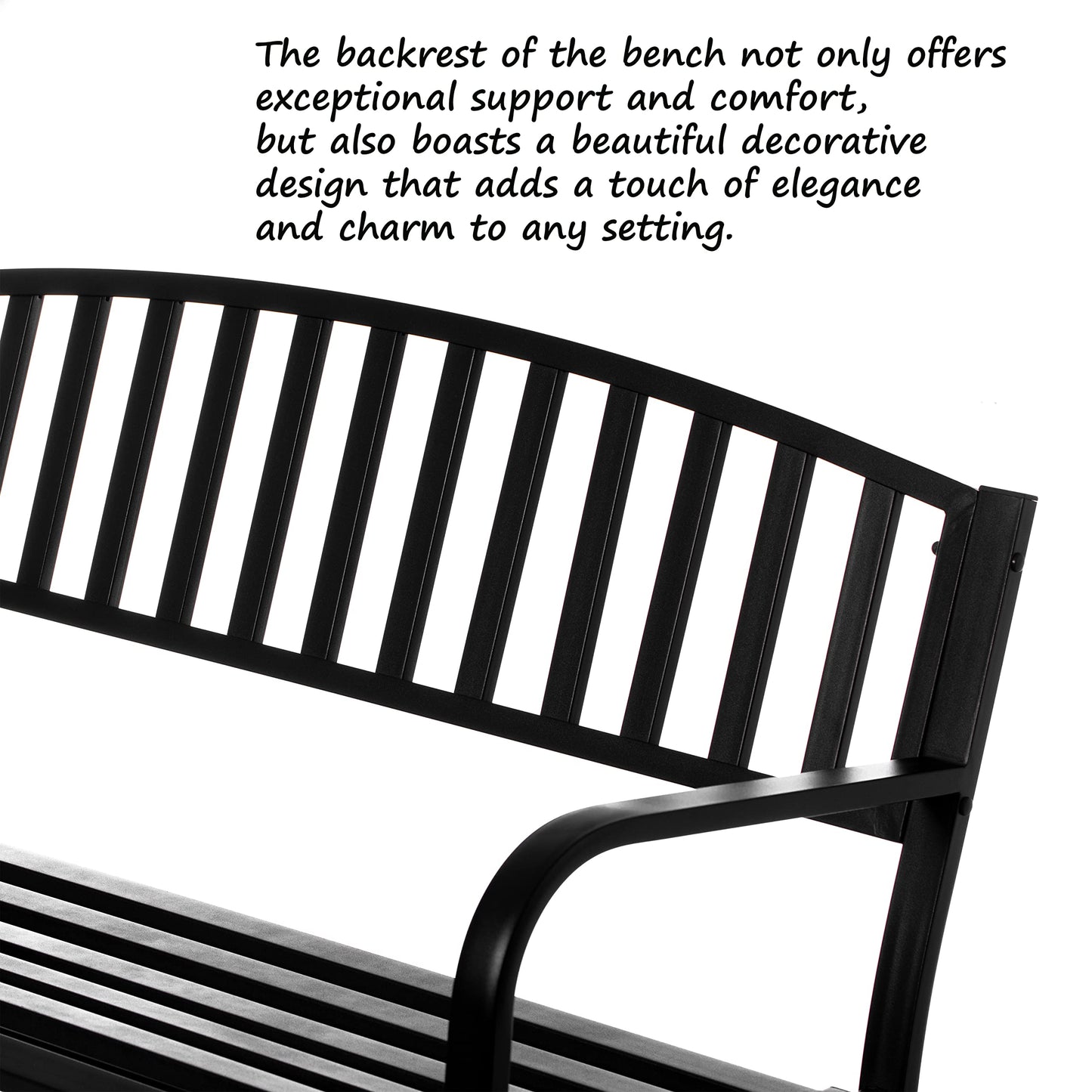 Gardenised QI003392 Outdoor Black Steel Swing, Powder Coated Glider Bench, Loveseat Lawn Rocker Bench for Yard, Patio, Garden and Deck