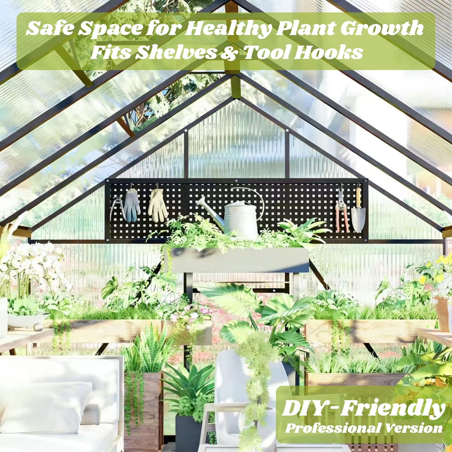 8x10 FT Greenhouses for Outdoors, Polycarbonate Greenhouse with PC Panels, Greenhouses for Outdoors for Yard, Garden, Hobby, Charcoal Black