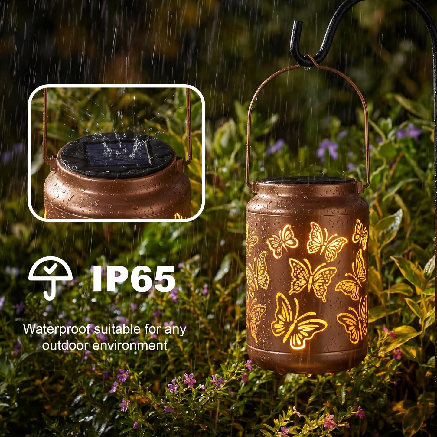 Edenseelake Butterfly Solar Lanterns Outdoor Waterproof, Butterfly Garden Decor Gifts for Women, Mom, Grandma, Outdoor Hanging Lantern for Patio, Porch, Yard, Pathway