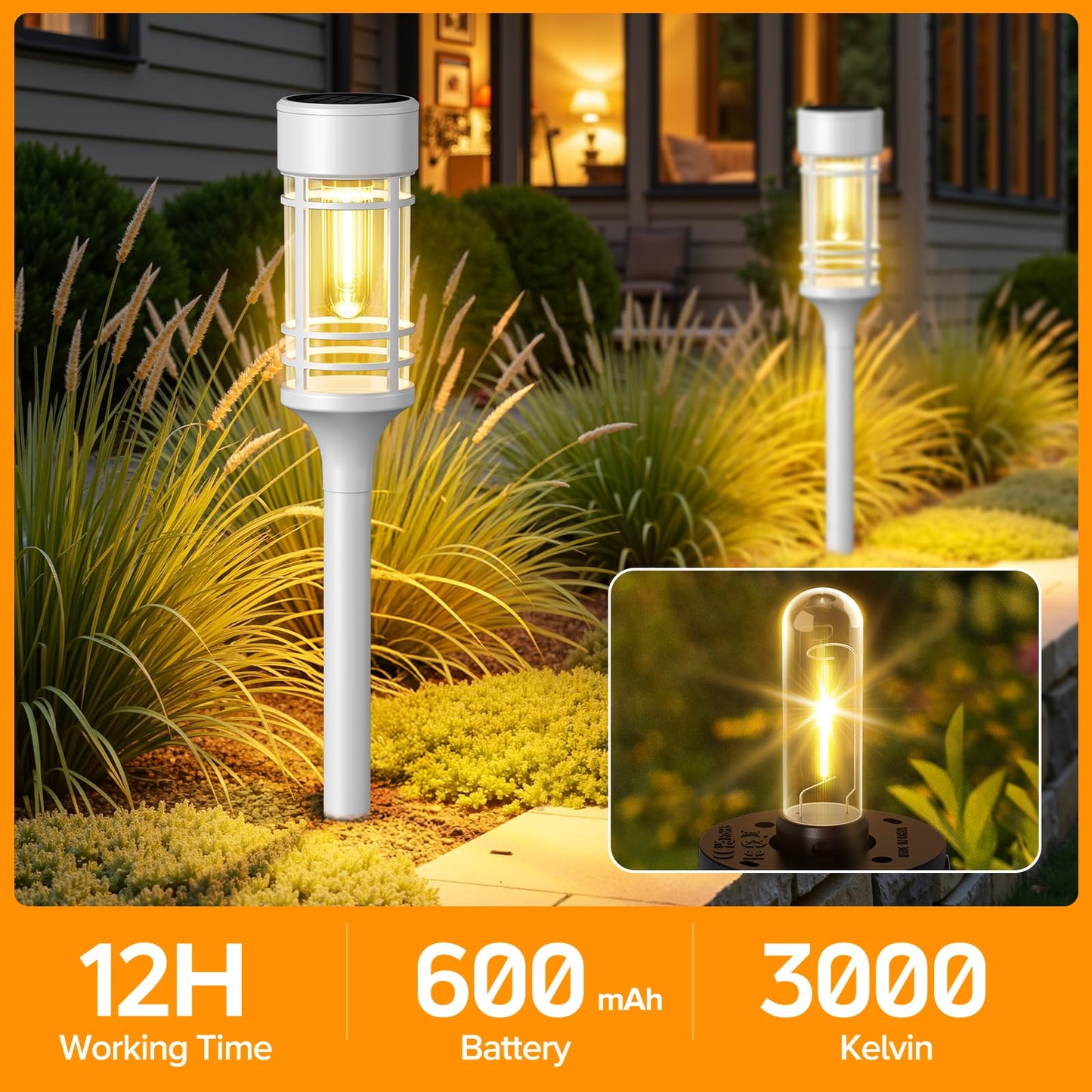 LETMY 12 Pack Solar Pathway Lights Outdoor, Bright Solar Lights Outdoor Waterproof IP65, Solar Garden Lights Outdoor for Yard Walkway Driveway Landscape Garden Decor （White）
