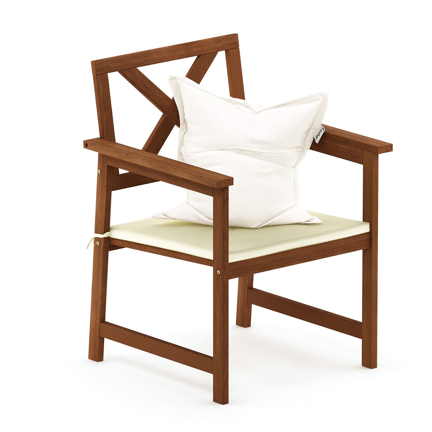 Furinno FG18112C Tioman Hardwood X Back Arm Chair in Teak Oil with Cushion, Natural