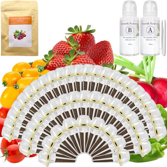 Strawberry Seed Pod Kit for AeroGarden, idoo, Ahopegarden with Red Strawberry, Radish, Green Pepper, Red HeirloomCherry Tomato, Golden Harvest Cherry Tomato - Compatible with All Hydroponics (50-Pod)