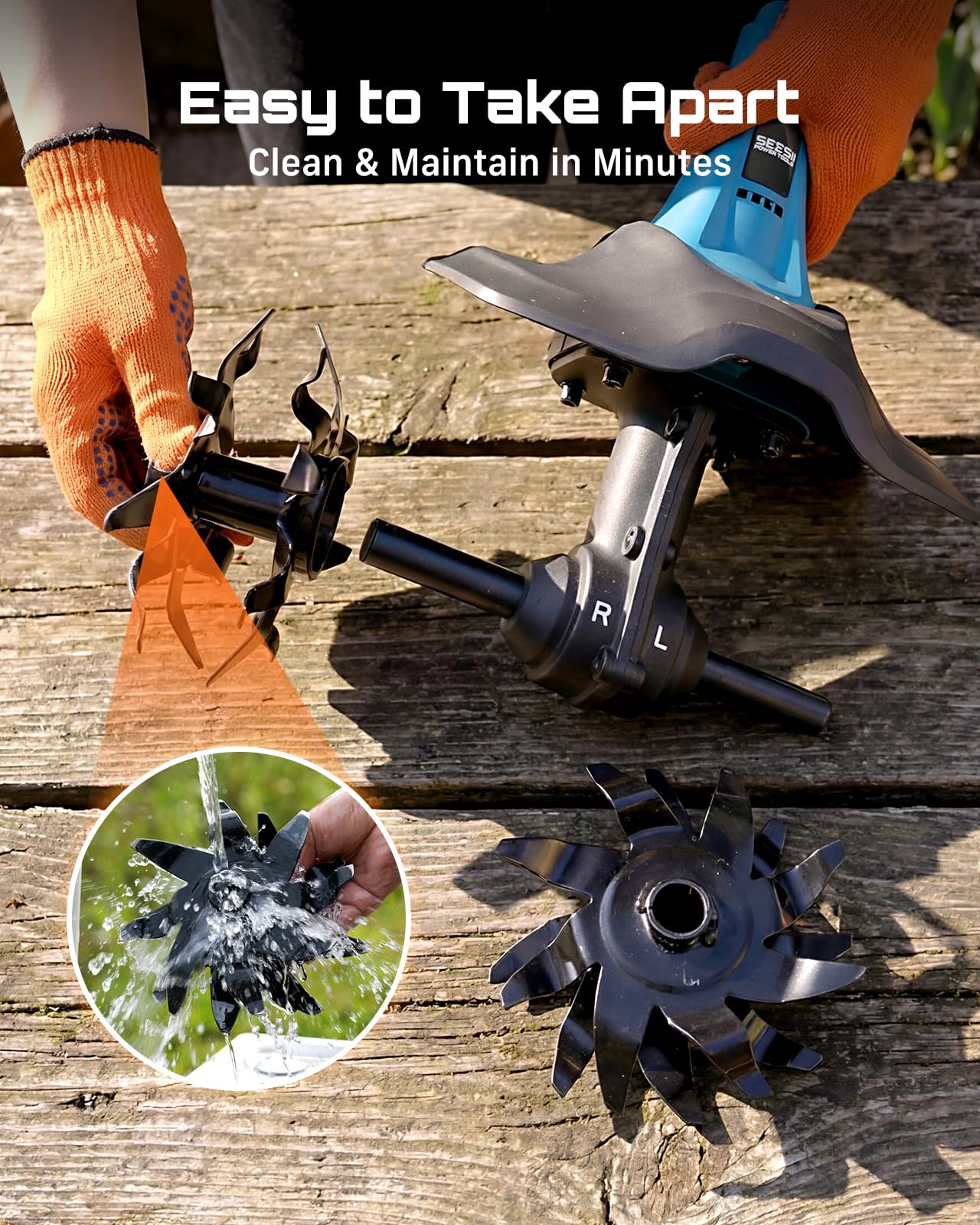Cordless Tiller Cultivator for Gardening, 20V Electric Garden Rototillers with 2x4.0Ah Batteries, 9In Tilling Width,7In Depth, Adjustable Handle, Battery Powered Small Tiller for Soil/Cultivating/Lawn