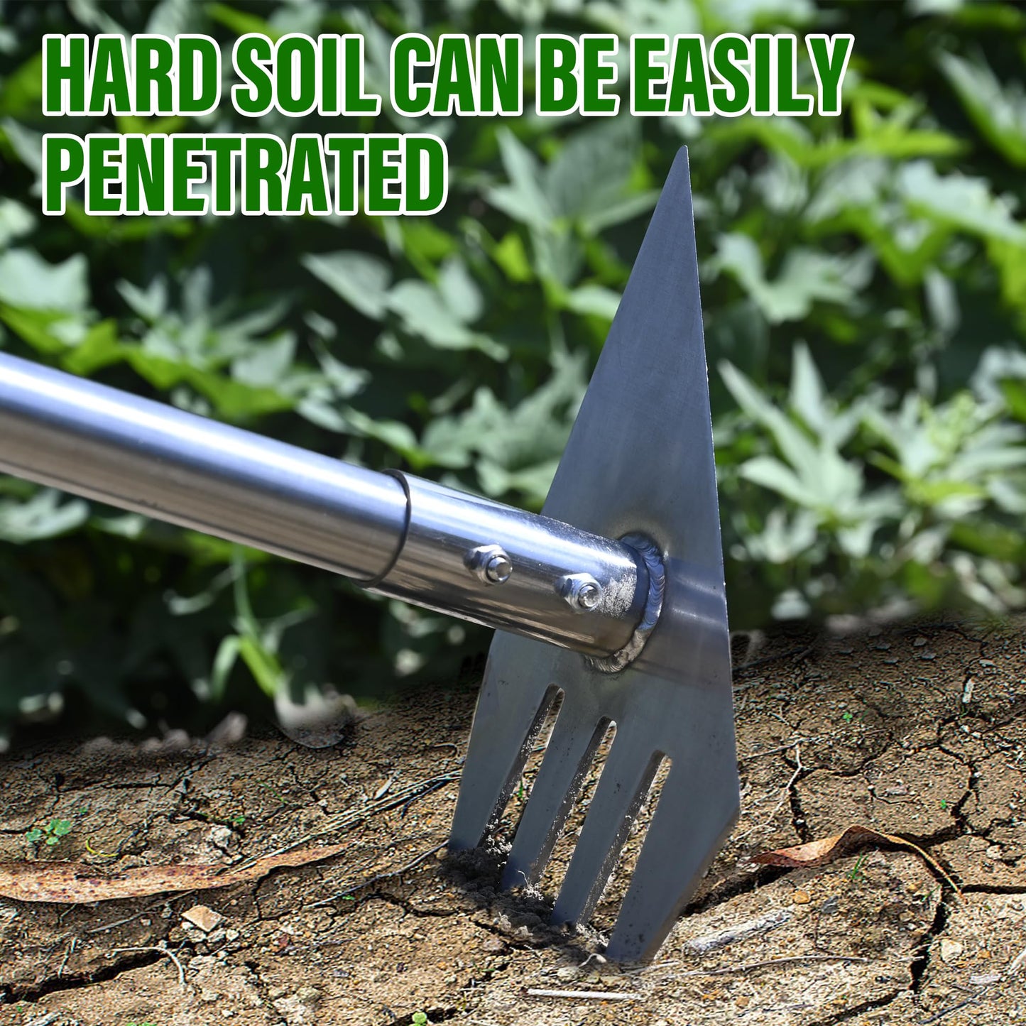 BARAYSTUS 4-in-1 Garden Hoe Tool and Weeder, 56 Inch Ergonomic Long Handle Cultivator with Sharp Stainless Steel Blade, Heavy Duty Garden Hand Tiller for Weeding, Digging, Loosening Soil,Removing Moss