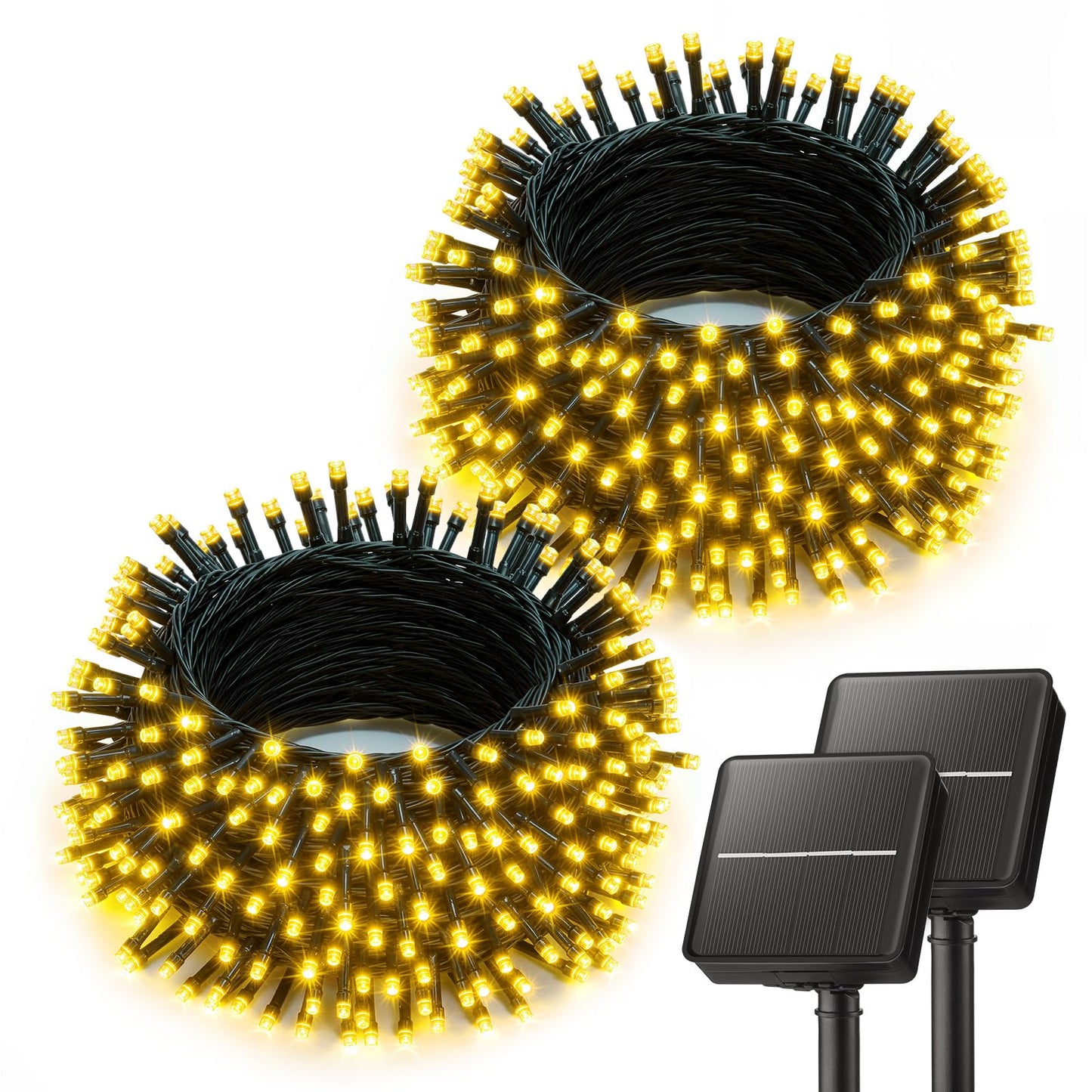 Brightown 2 Pack Solar String Lights Outdoor Waterproof, 80 FT 200 LED Solar Powered Christmas Lights with 8 Modes, Auto On/Off, Patio Lights for Outside Tree Garden Balcony Party Decor (Warm White)