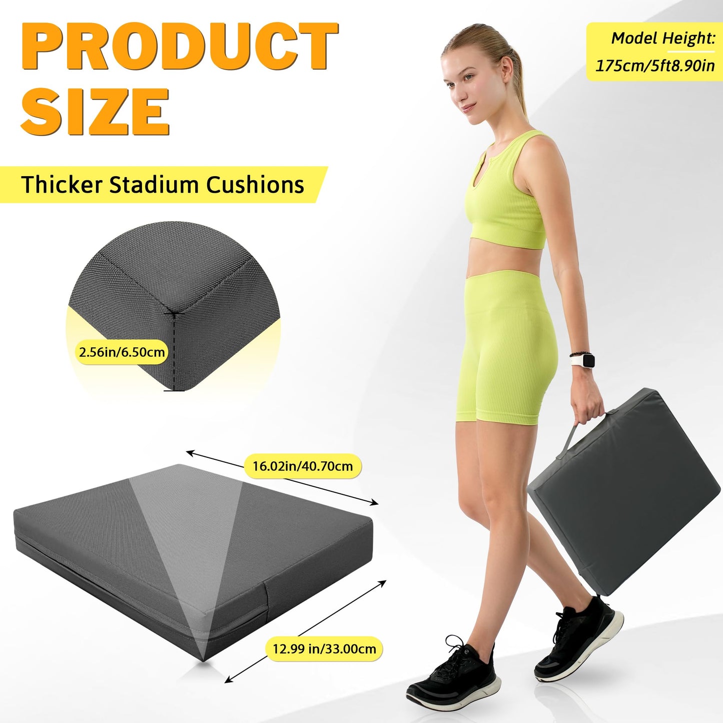 FASTMOMENT 2 Pcs Stadium Seat Cushions Water-Repellent Bleacher Seat Cushions Indoor & Outdoor Seat Cushion for Bleachers Portable Stadium Cushion for Sports Events, Chairs, Beaches