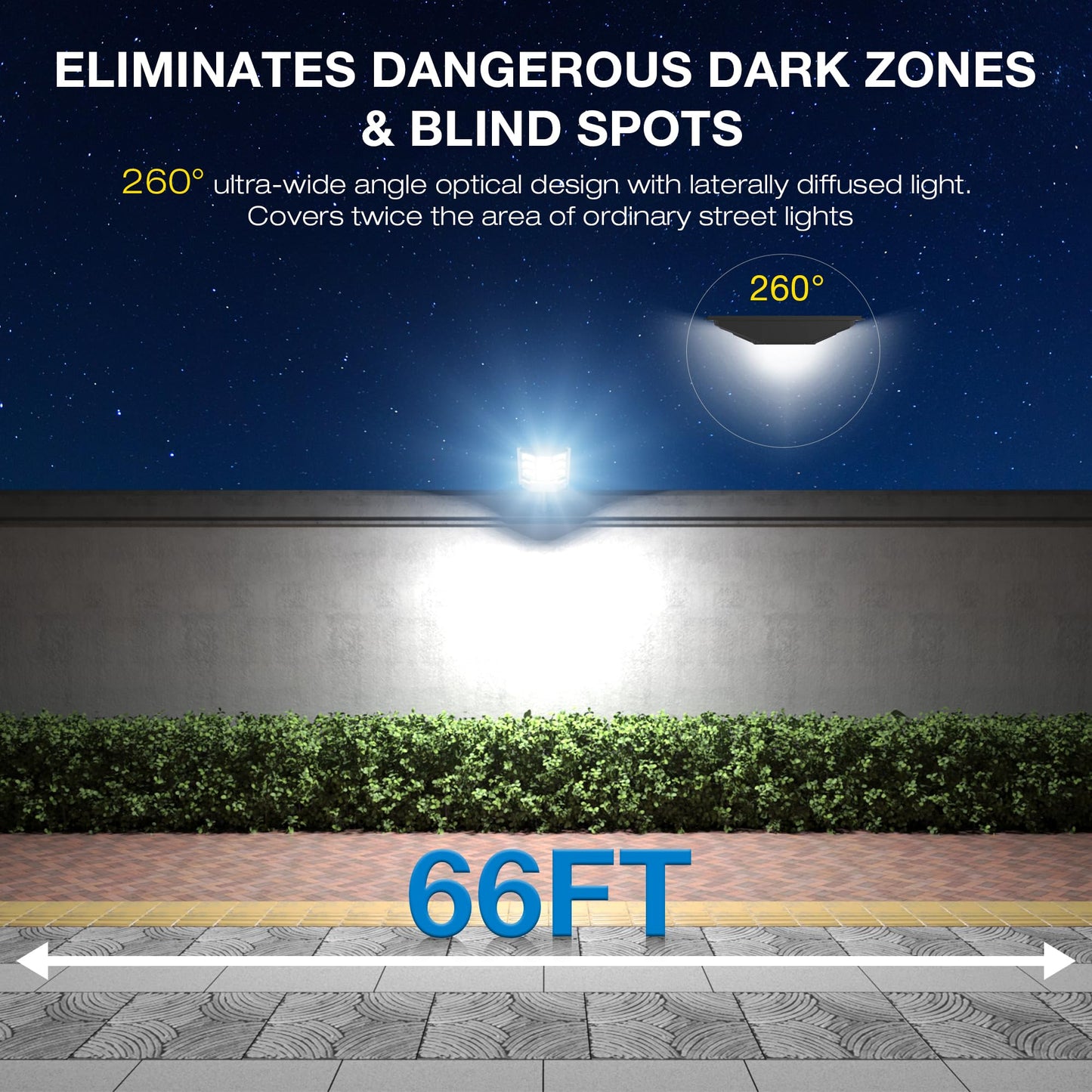 Solar Lights Outdoor,IP66 Waterproof Solar Street Lights Outdoor,6500K LED Dusk to Dawn Security Flood light with Motion Sensor and Remote Control for Yard,Parking Lot, Courtyards,Garages 2-Pack