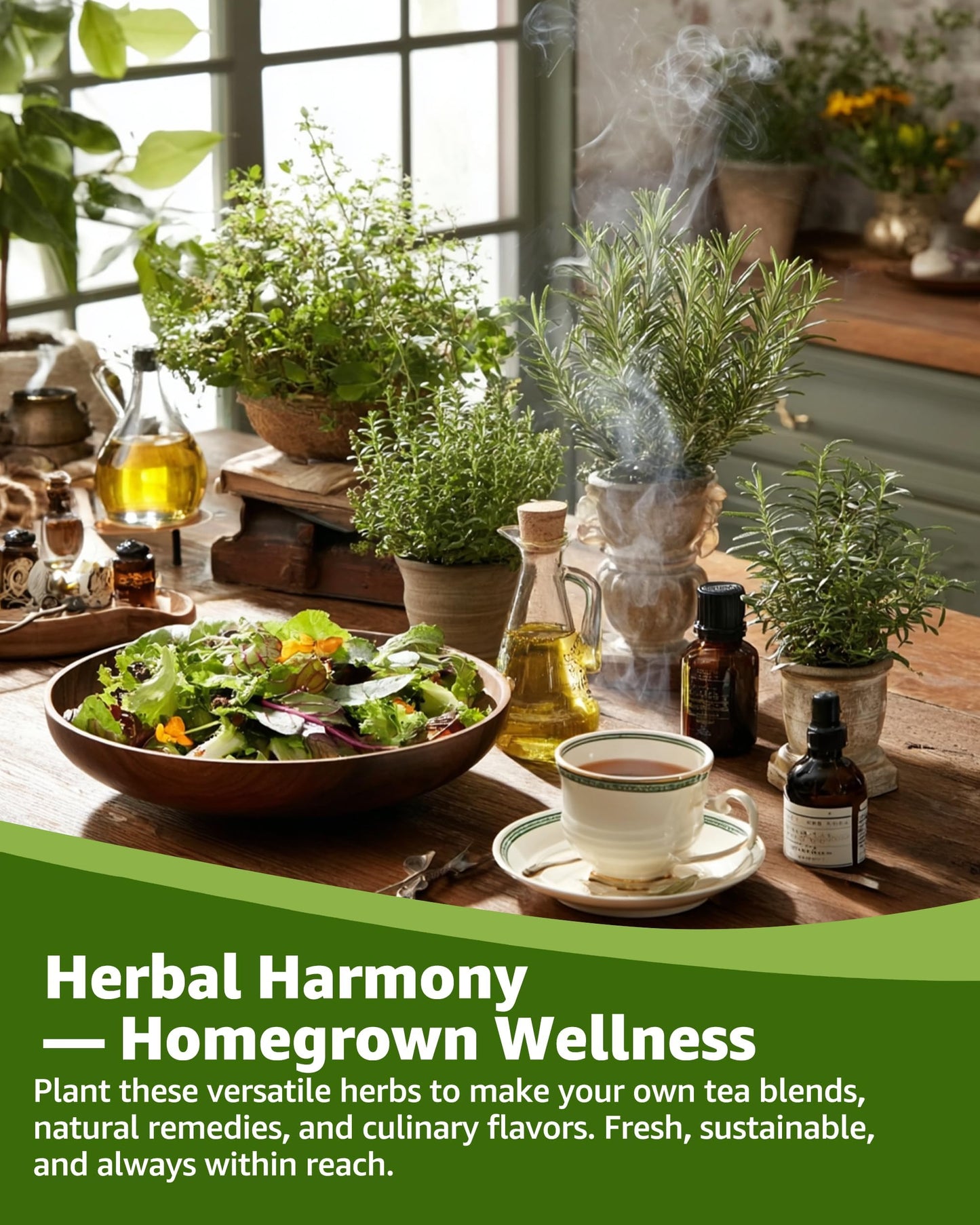 Medicinal Herb Seeds Variety Pack - 36 Non-GMO Herbal Tea Garden Seeds: Chamomile, Lavender, Echinacea, Yarrow, Mugwort for Planting Indoor & Outdoor, Apothecary & Homesteading Supplies
