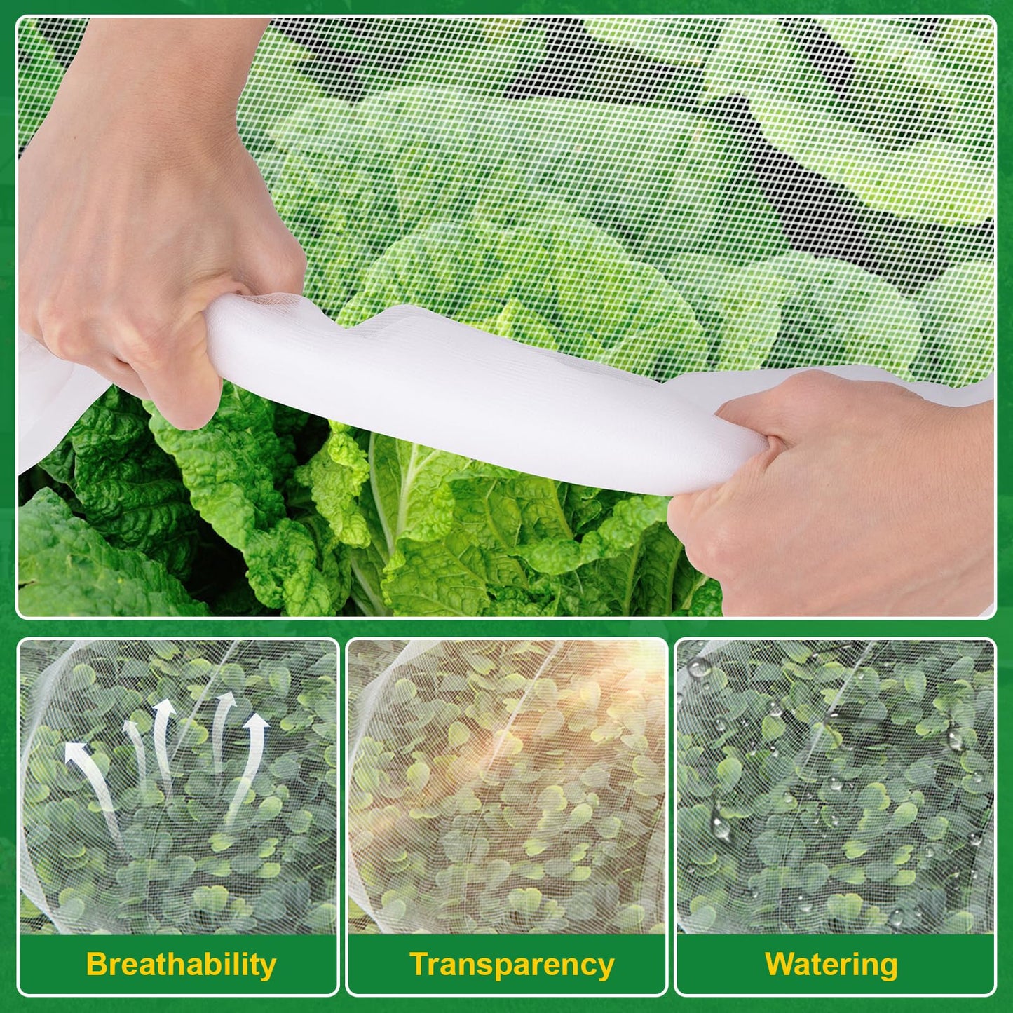 NONMON Garden Netting, 2 Pack 10x33Ft Ultra Fine Mesh Insect Netting Pest Barrier Protection Plant Row Cover Mosquito Netting for Vegetable Fruits Blueberry Bushes Flowers Crops Raised Bed