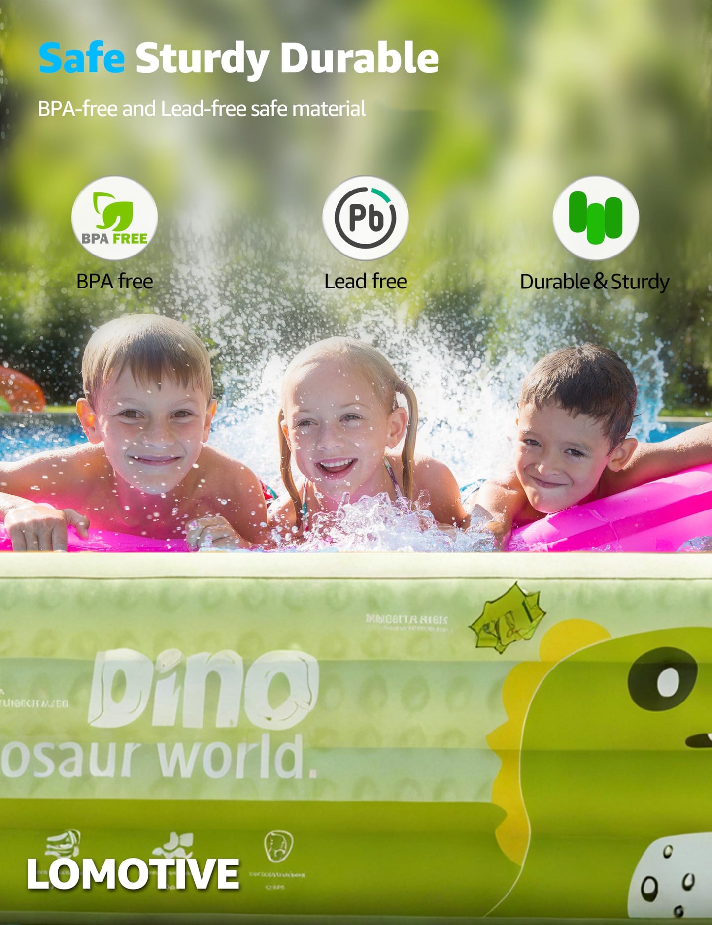 120" Large Inflatable Pool for Kids with Removable Canopy, 4-Layer Blow up Pool, 0.32mm Heavy Duty PVC, Family Durable Swimming Pool for Adults Pets Backyard Summer Green