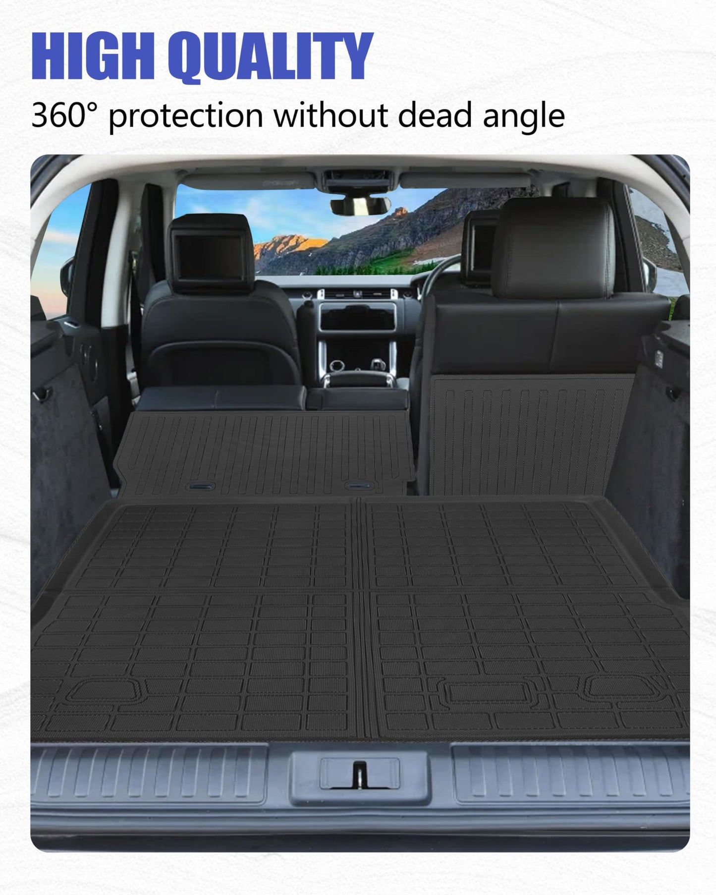 ZQULOYO Cargo Liners Backrest Mat for Land Rover Ranger Rover Sport Accessories 2014-2022 with Hook&Loop Rear Trunk Mat Rear Seat Back Cover Protector All Weather Anti-Slip Split Dog Liner 3 PCS