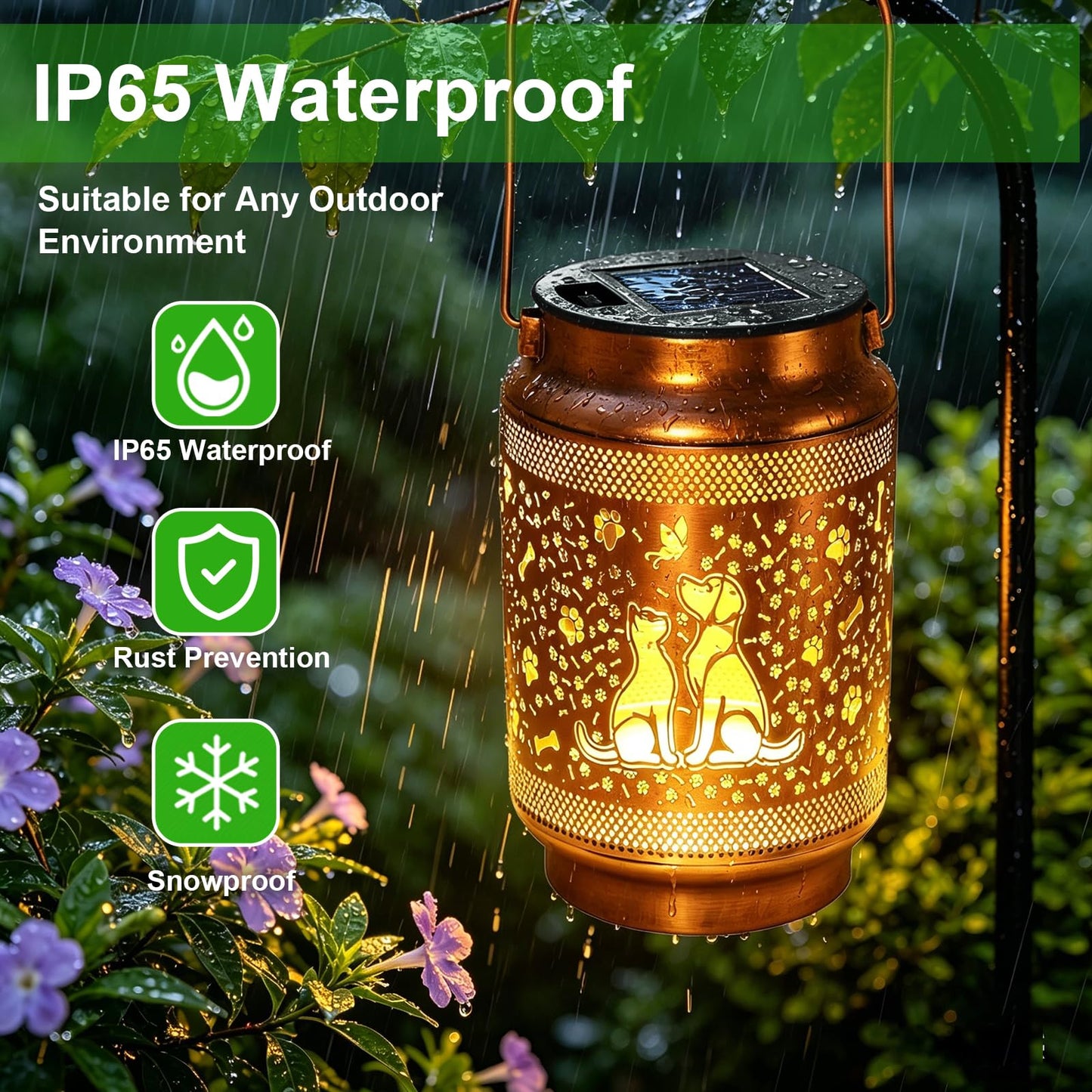 Dog Solar Lanterns Outdoor Waterproof Garden Decor, Dog Gifts for Mothers Day Women Mom Grandma Birthday, Metal Sunflower Hanging Solar Lights for Outside Yard Patio Pathway Backyard Porch