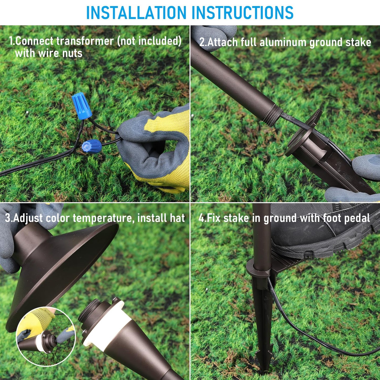 LEONLITE Update 5CCT Low Voltage Pathway Lights, 12-24V LED Landscape Path Light, 1800/2700/3000/4000/5000K, CRI90, IP65 Waterproof Landscape Lighting, Aluminum Housing, Oil Rubbed Bronze, Pack of 6
